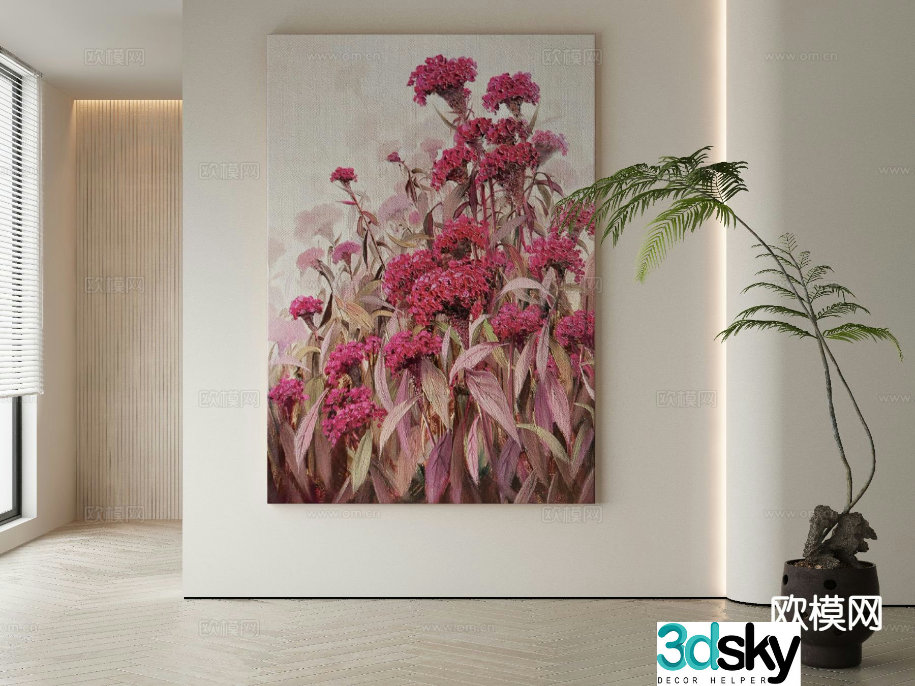 Decorative painting art painting flower hanging painting 3d model