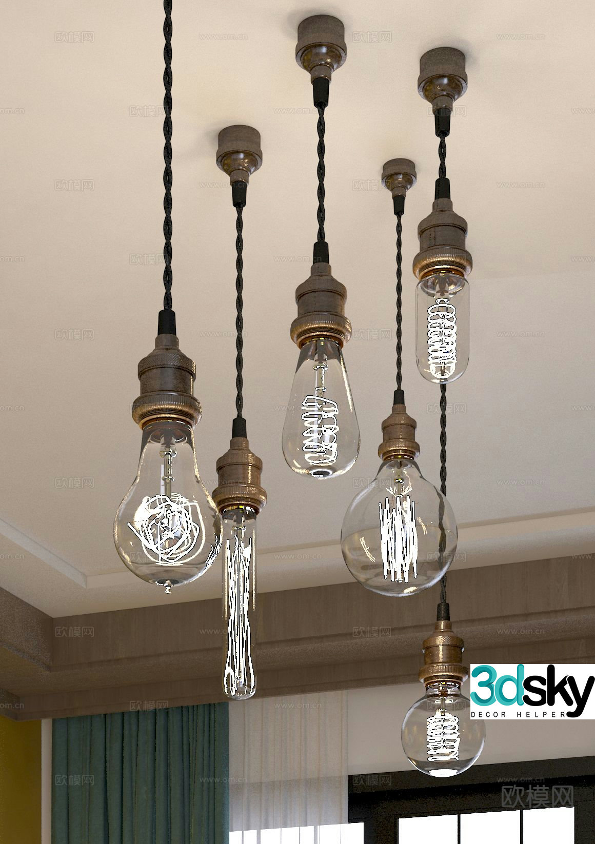 Nordic chandelier glass chandelier 3d model