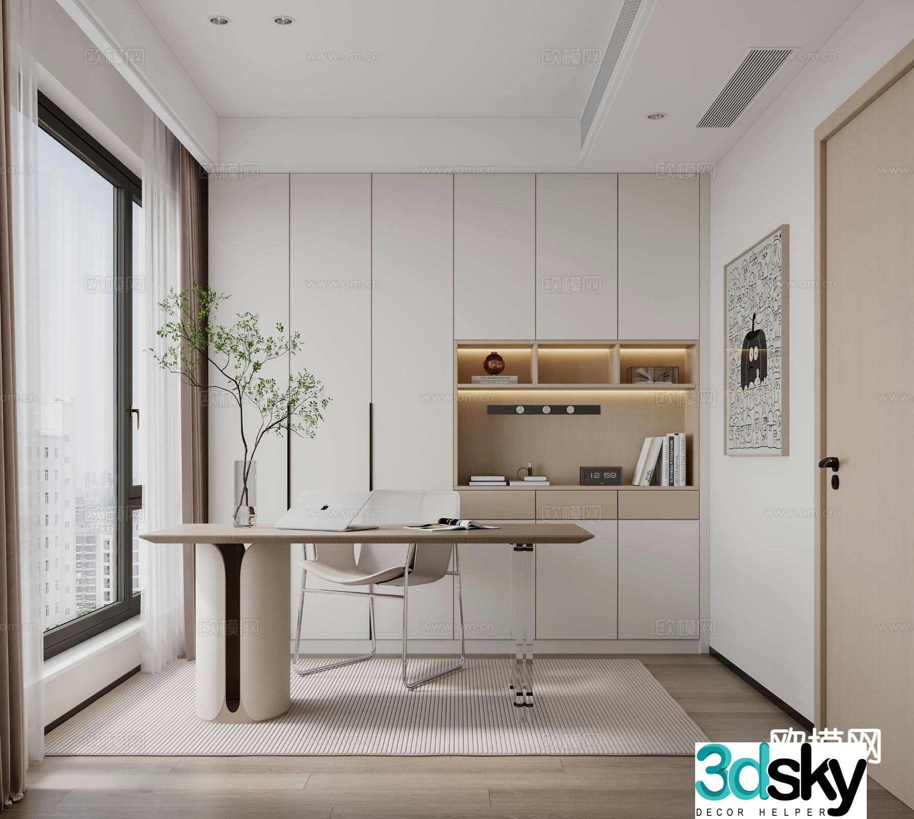Modern study room 3d model