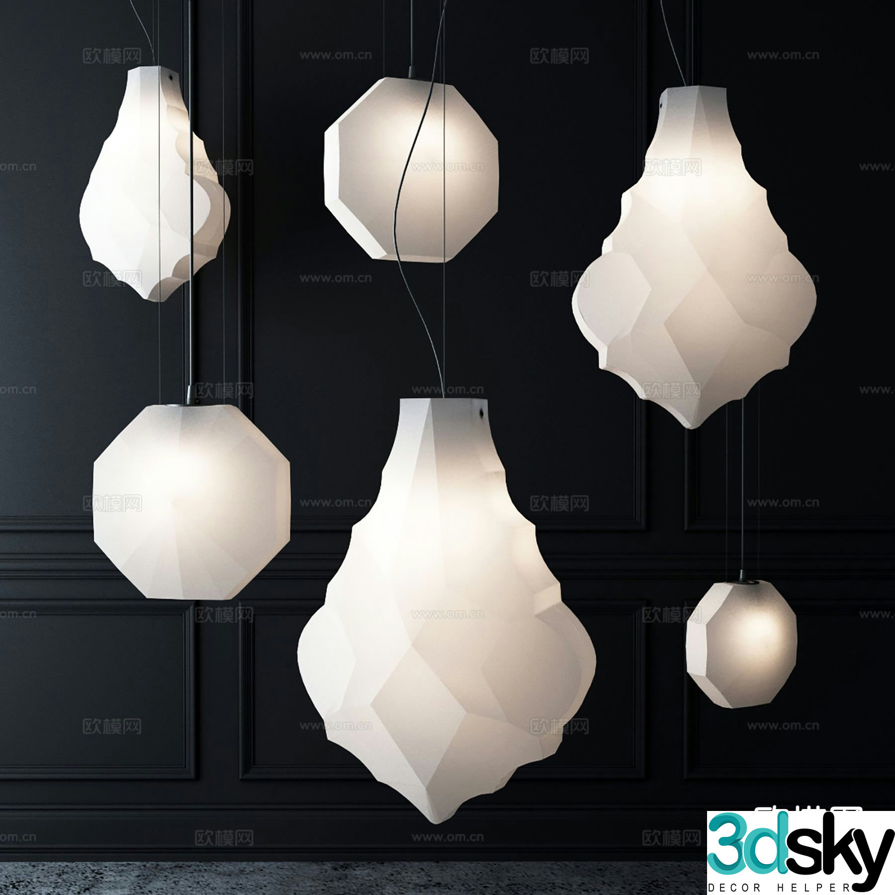 Wabi-sabi chandelier bedside small chandelier 3d model
