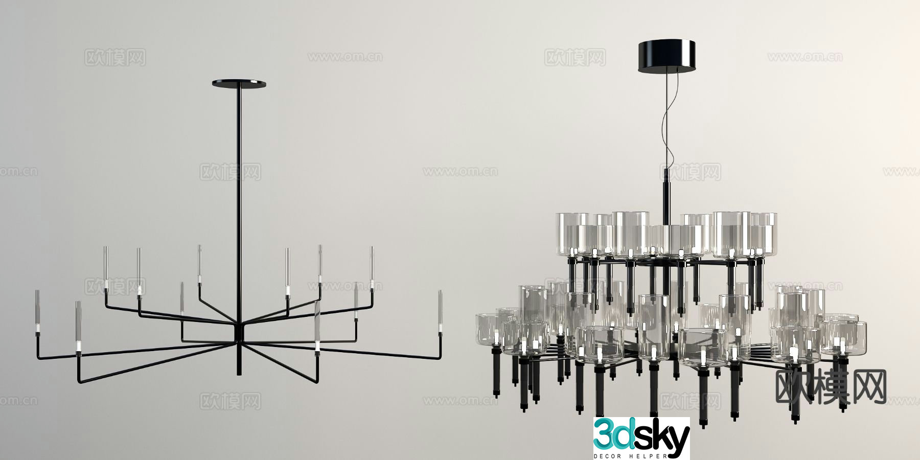 Modern glass chandelier multi-head chandelier 3d model