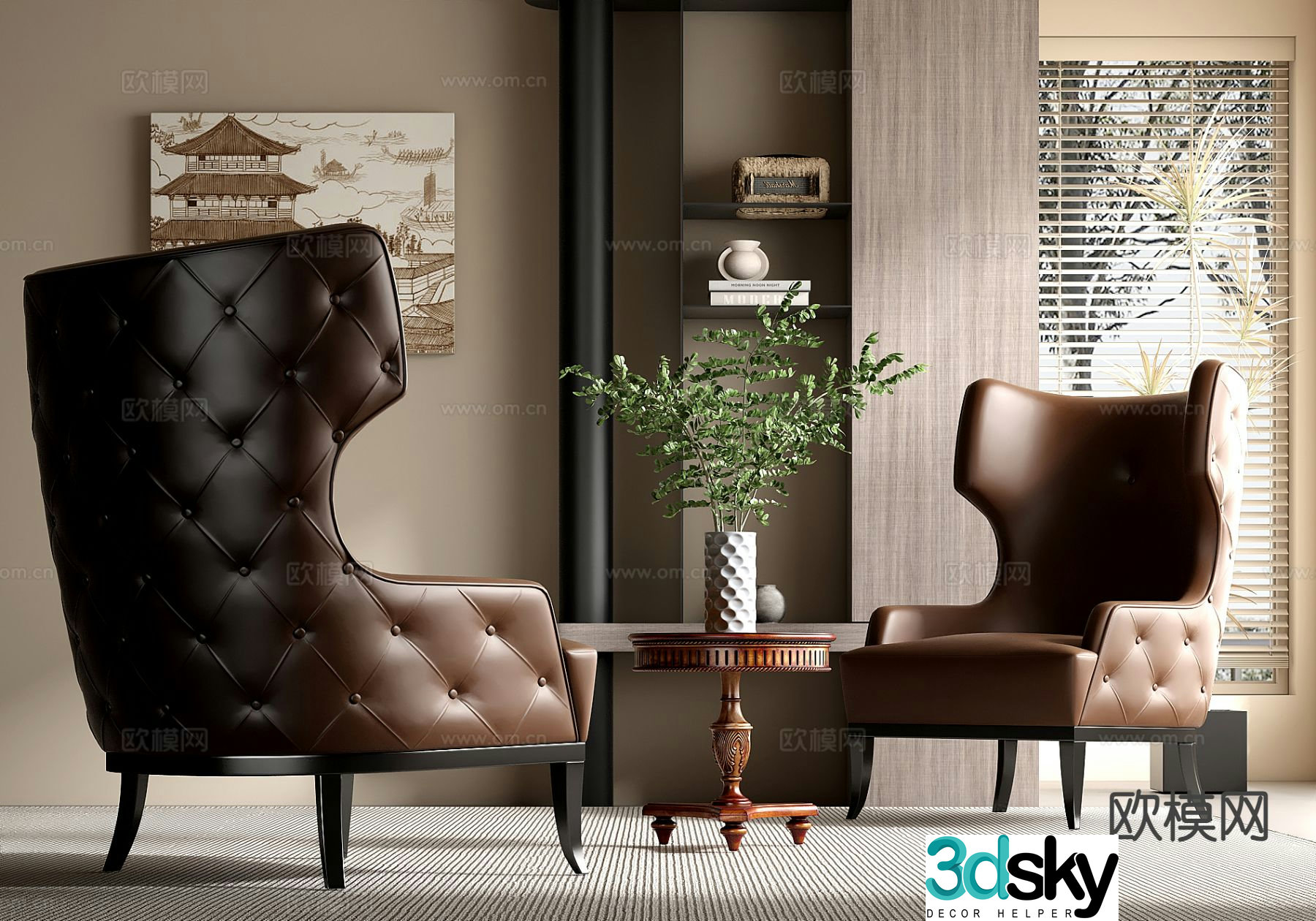 Simple European chair sofa chair leisure chair 3d model