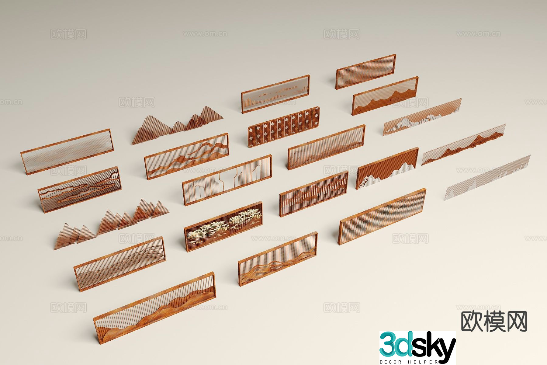 New Chinese style landscape wall park landscape wall 3D model