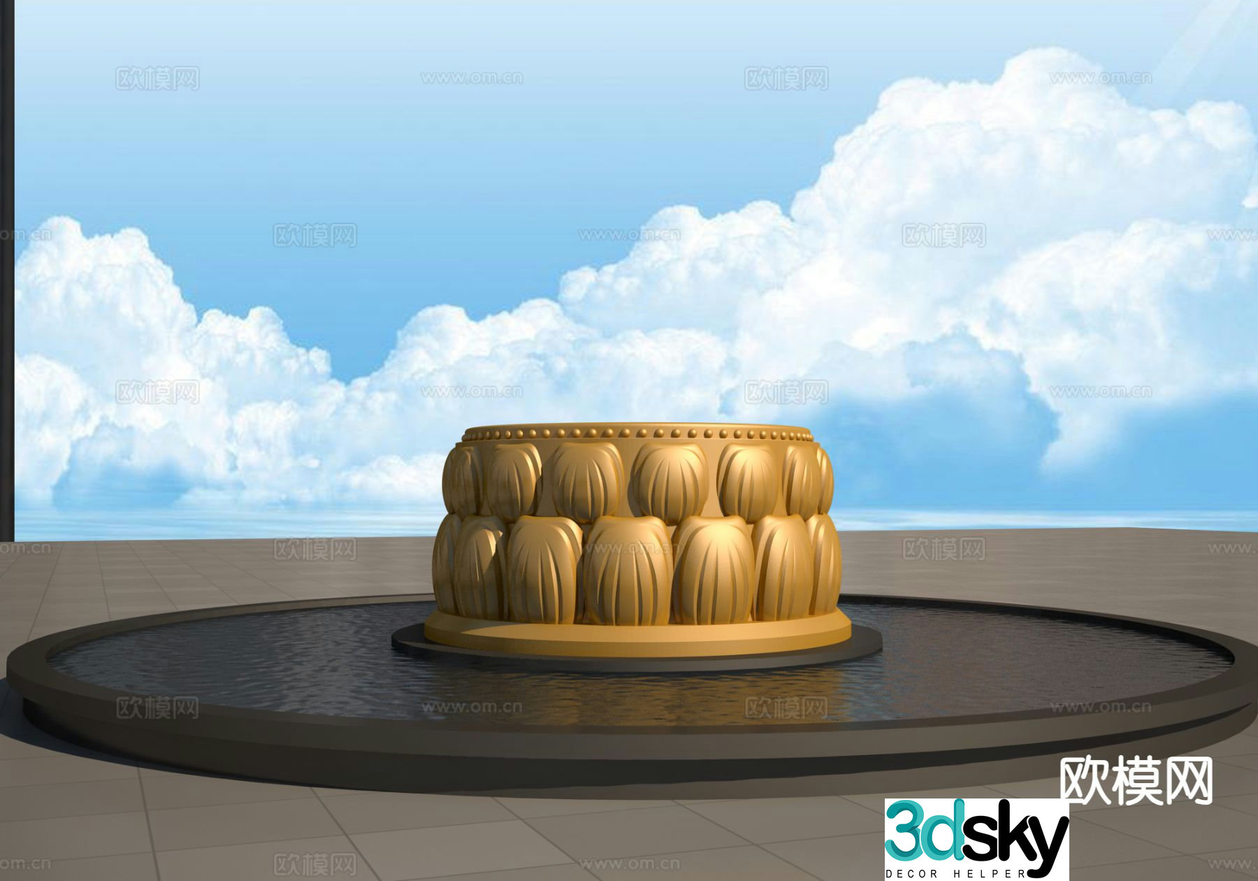 Chinese Buddha Statue Base Lotus Terrace Sculpture 3D Model