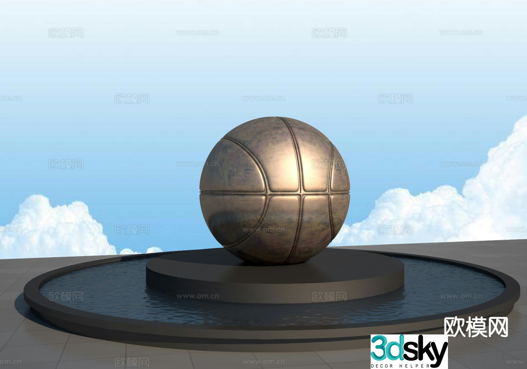 Basketball sculpture landscape sculpture 3d model