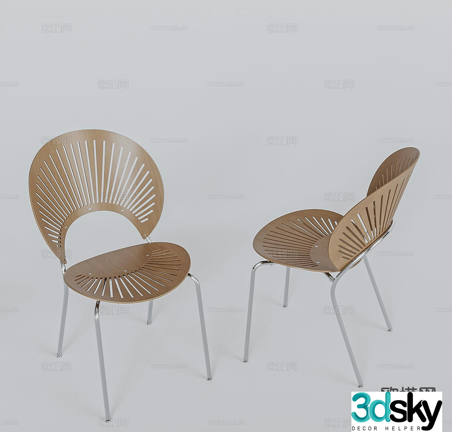 Nordic chair dining chair 3d model