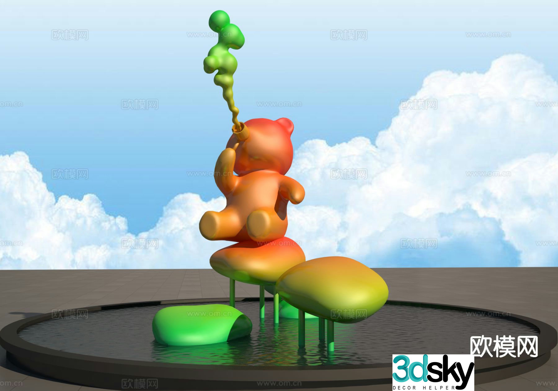 Bear sculpture cartoon sculpture square sculpture 3d model
