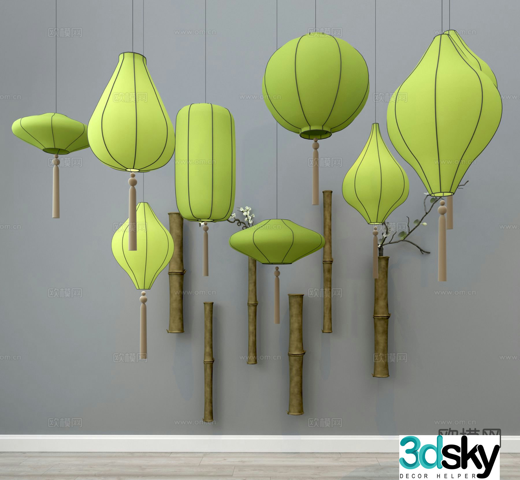 Southeast Asian chandelier bedside small chandelier 3d model