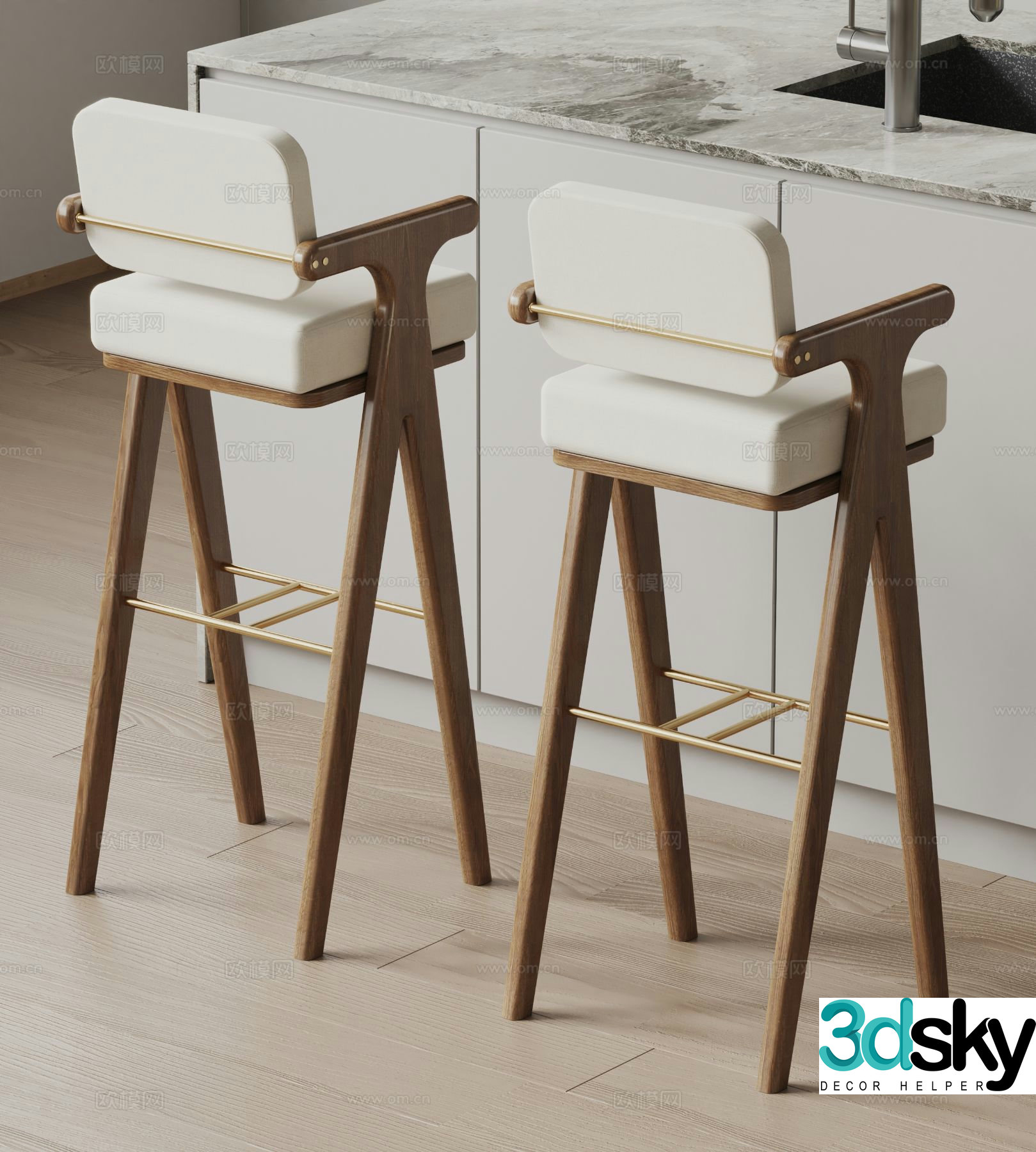 West Elm bar stool bar stool 3d model