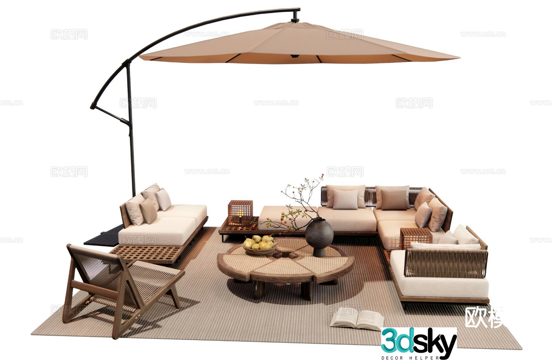 Modern outdoor sofa modular sofa 3d model