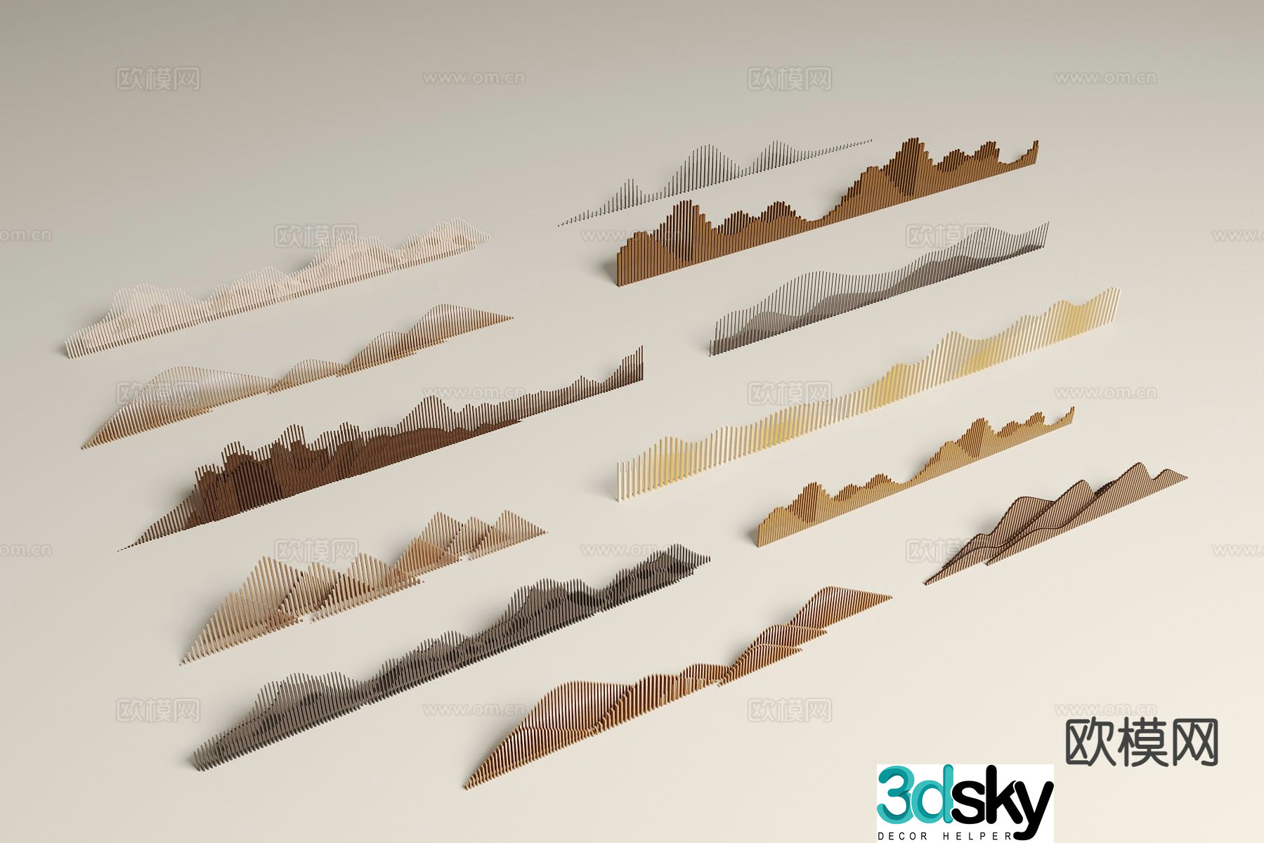 New Chinese style landscape wall park landscape wall 3D model
