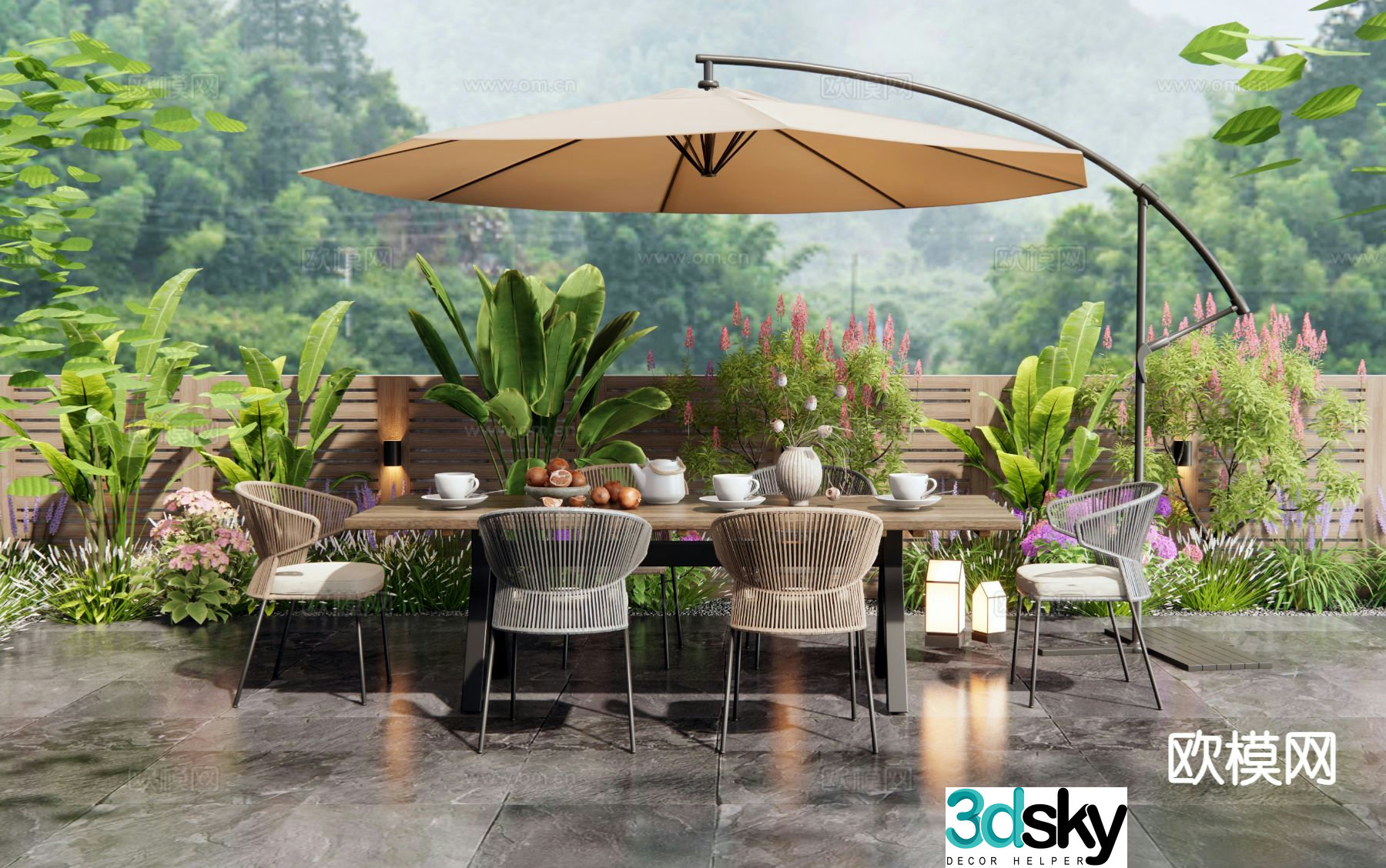 Modern outdoor tables and chairs patio tables and chairs 3d model
