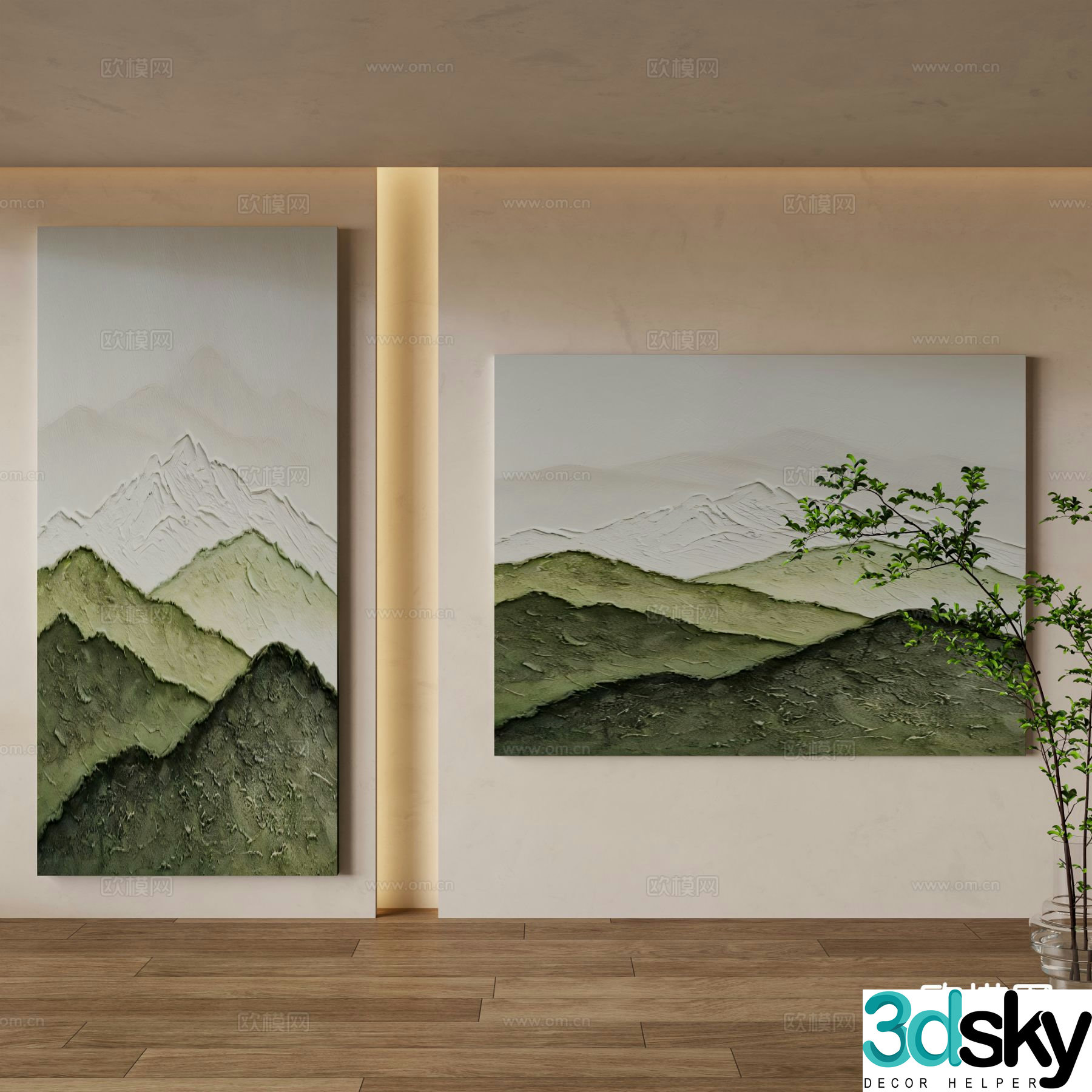 Modern oil painting landscape painting decorative painting 3d model