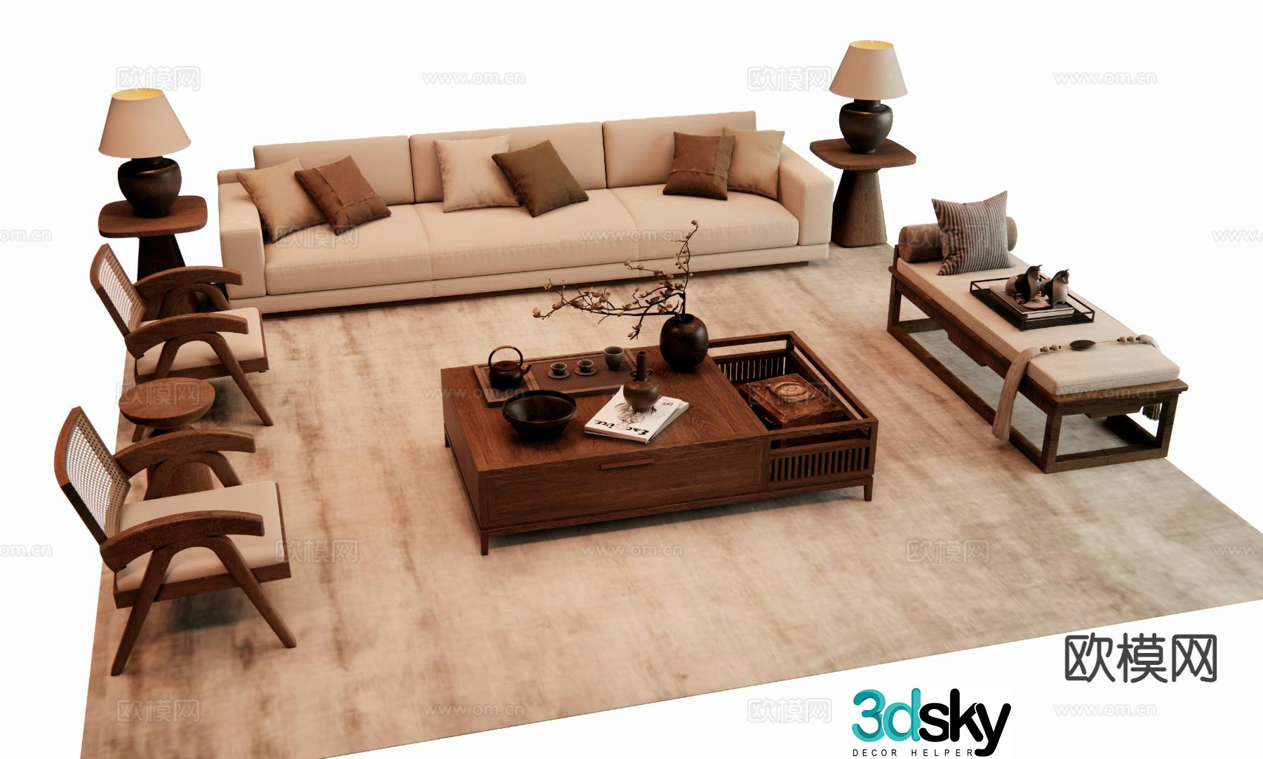 Medieval style modular sofa 3D model