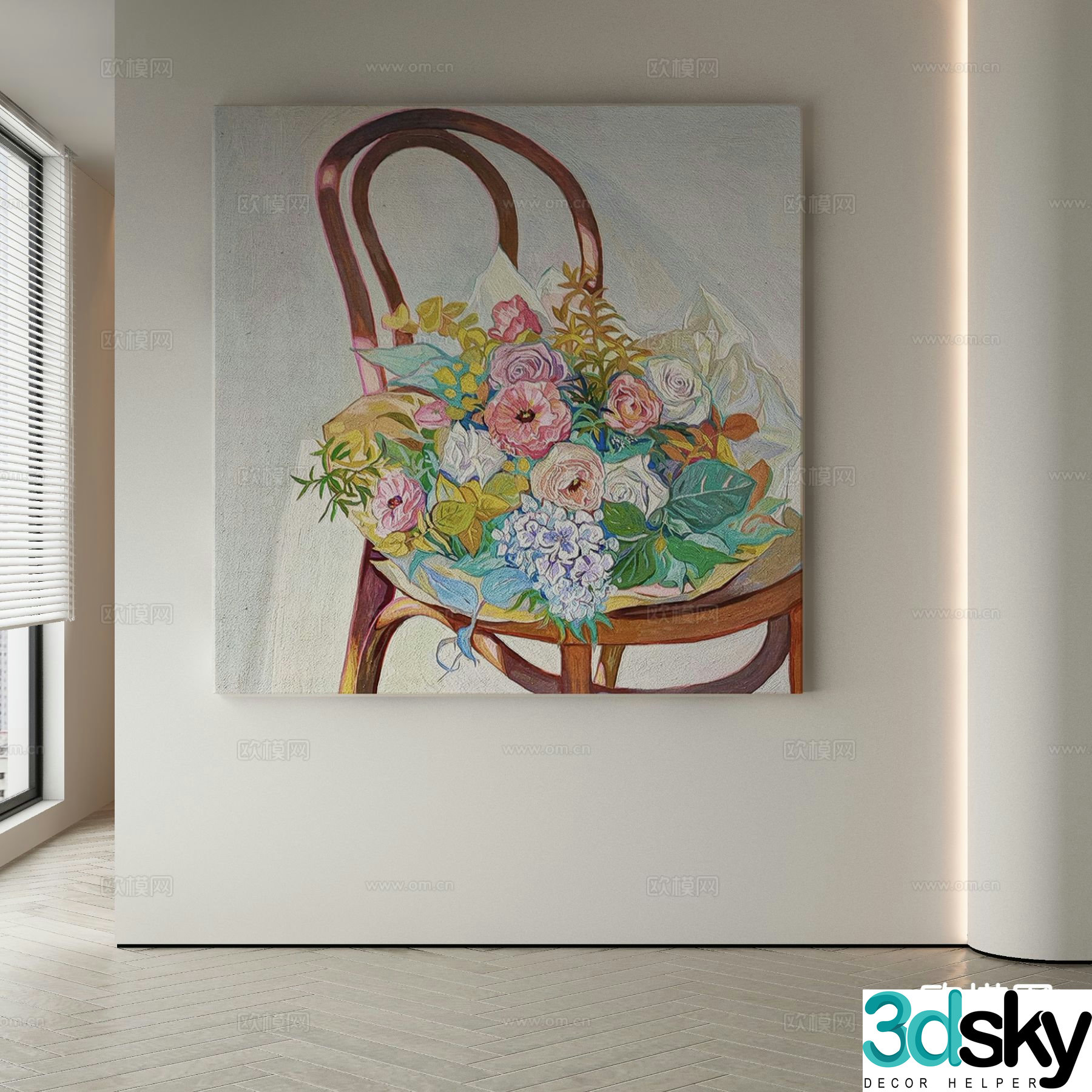 Wabi-sabi art painting flower painting decorative painting 3d model