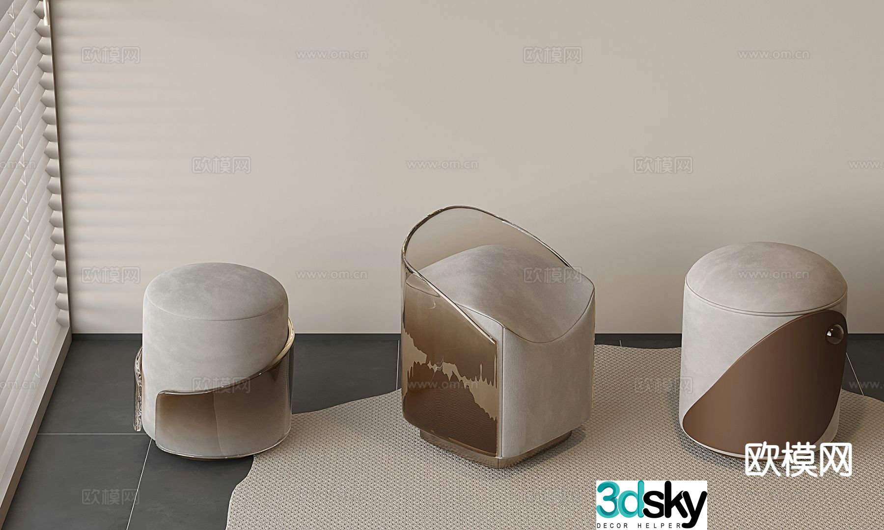 Stool dressing stool makeup stool sofa stool 3d model