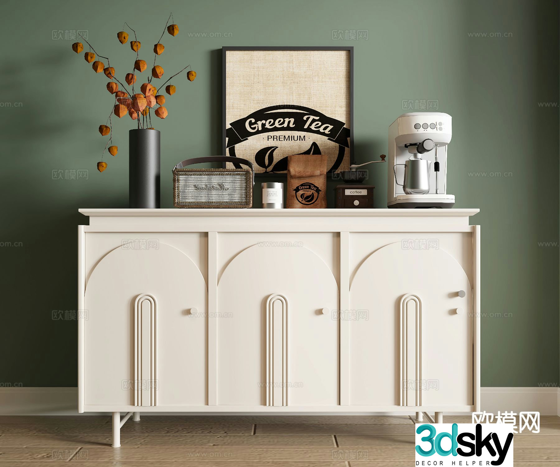 Cream style sideboard 3d model