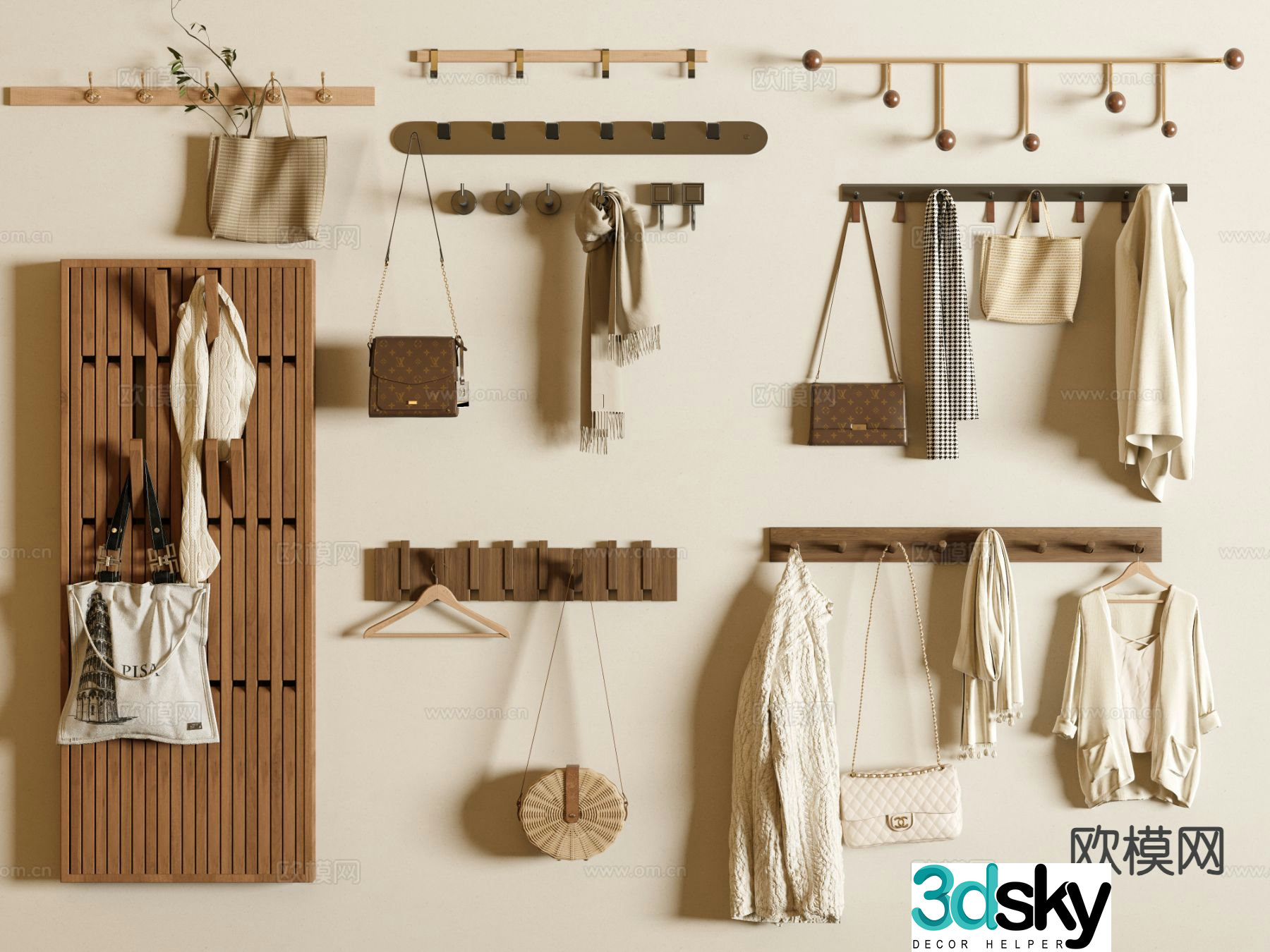 Modern clothes hanger piano board hook clothes hook 3d model