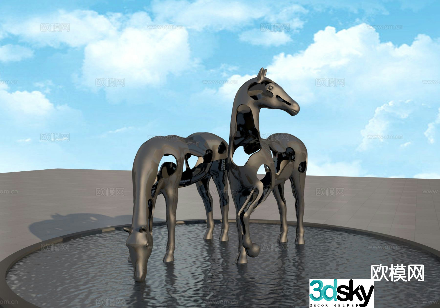 Abstract black horse hollow sculpture 3d model