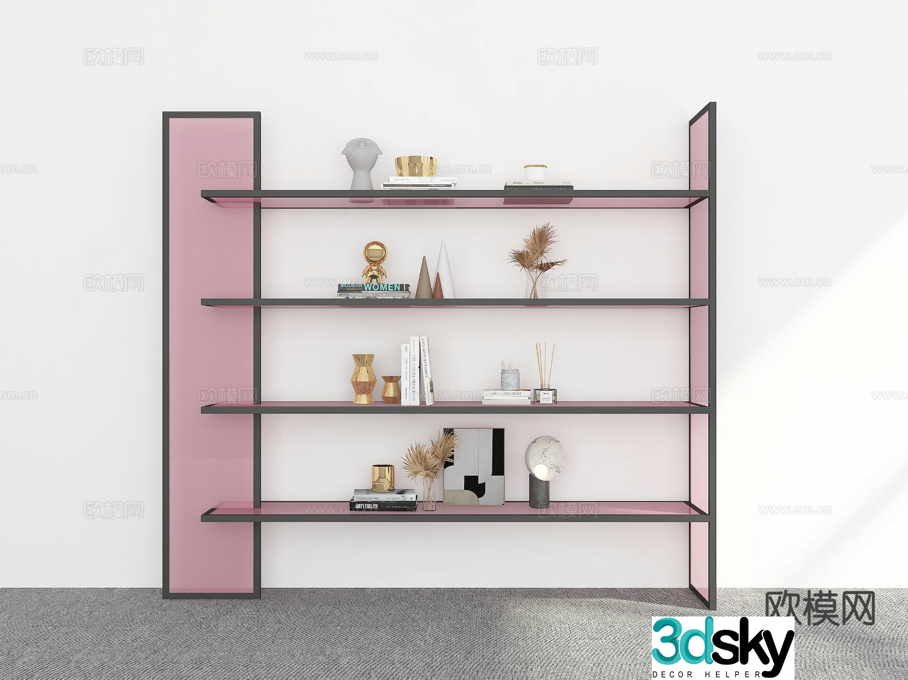 Modern bookshelf display rack 3d model