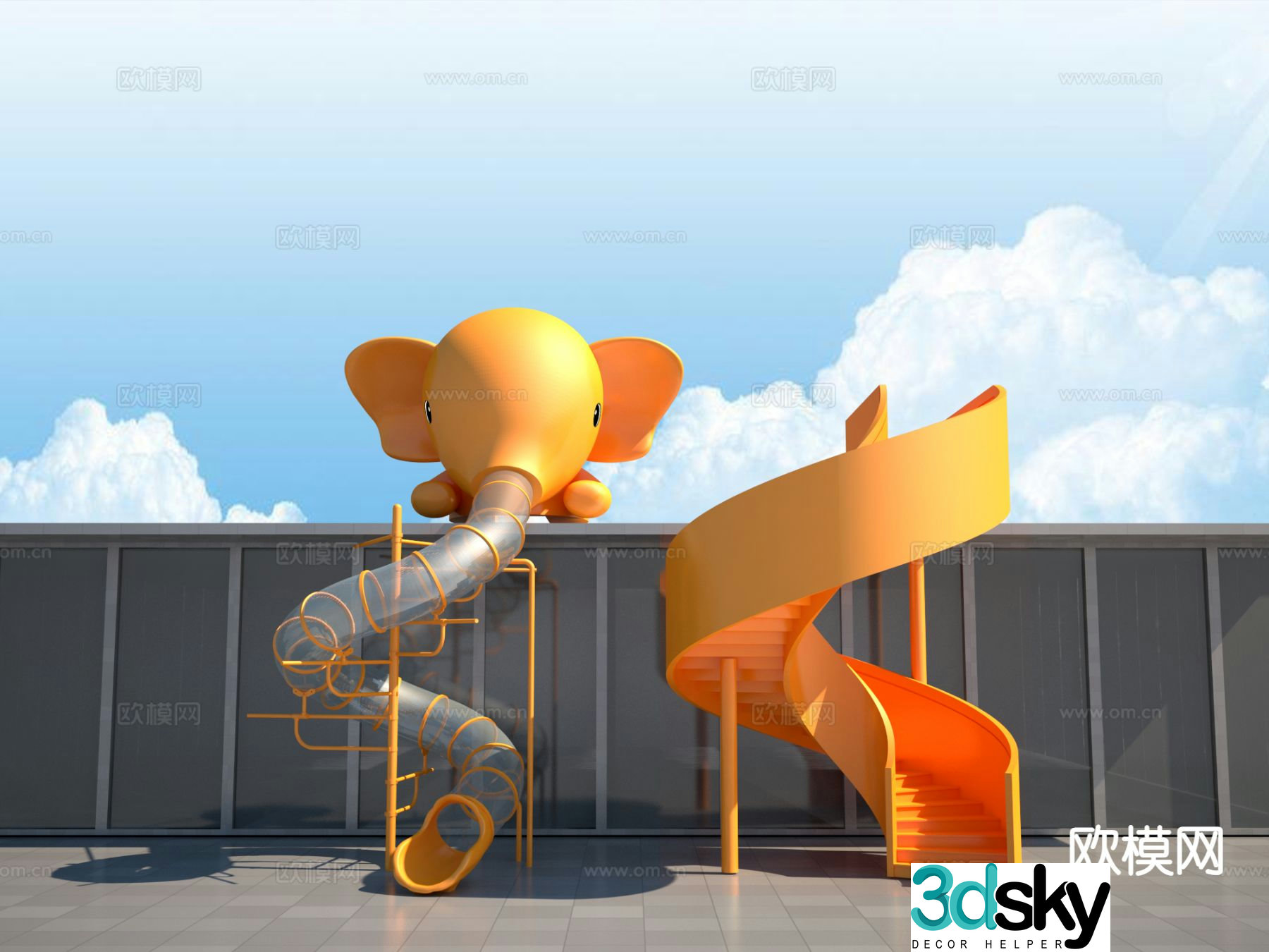 Elephant slide amusement rides 3d model