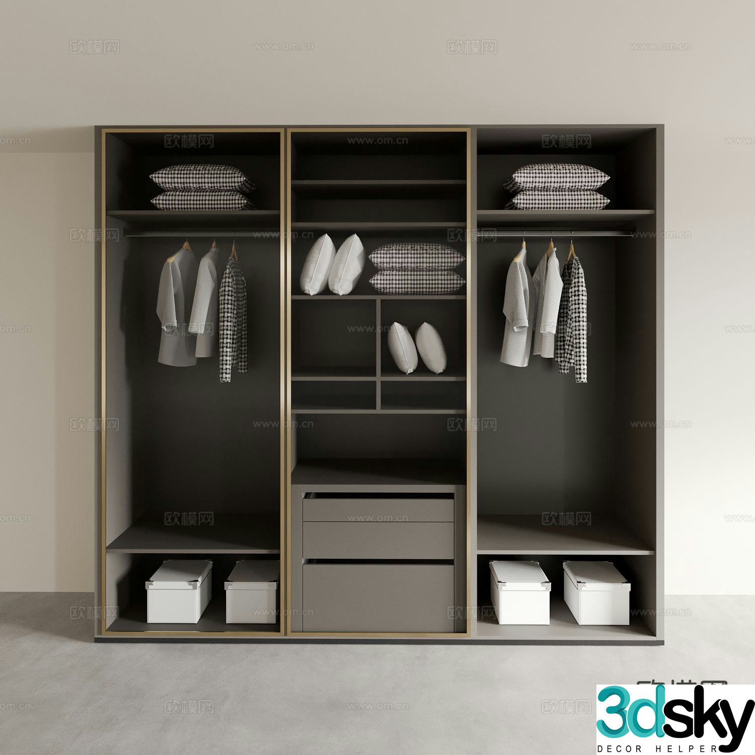 Doorless wardrobe locker 3d model