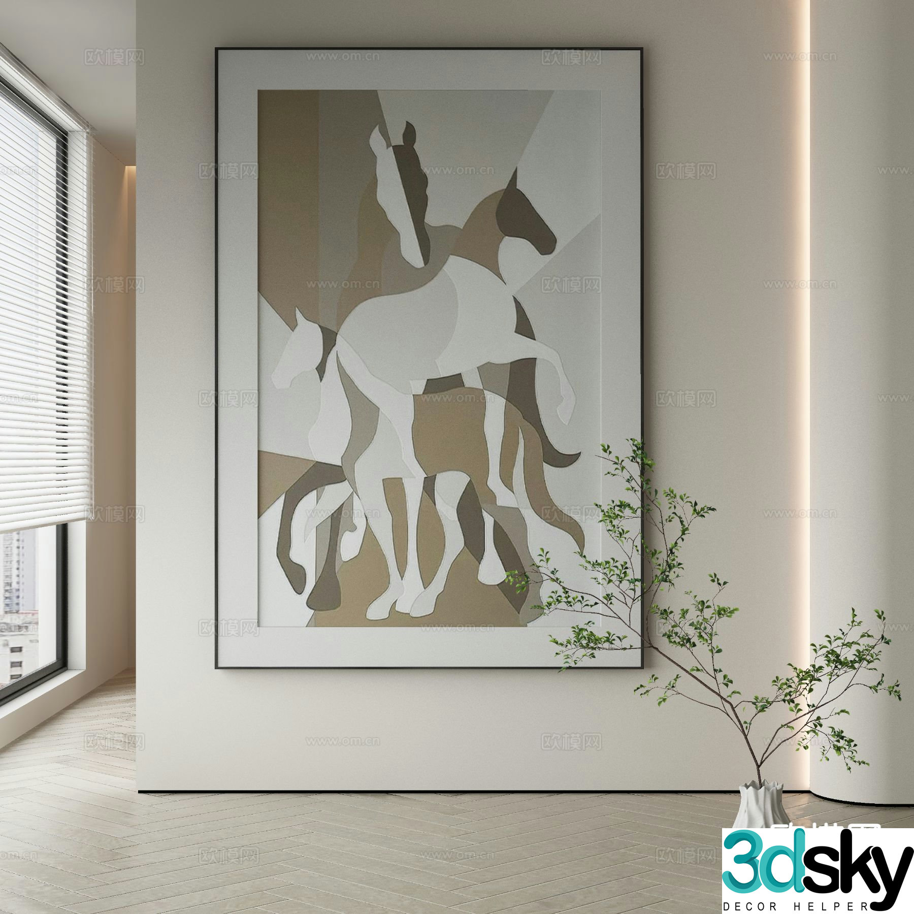 Modern art painting texture painting decorative painting 3d model