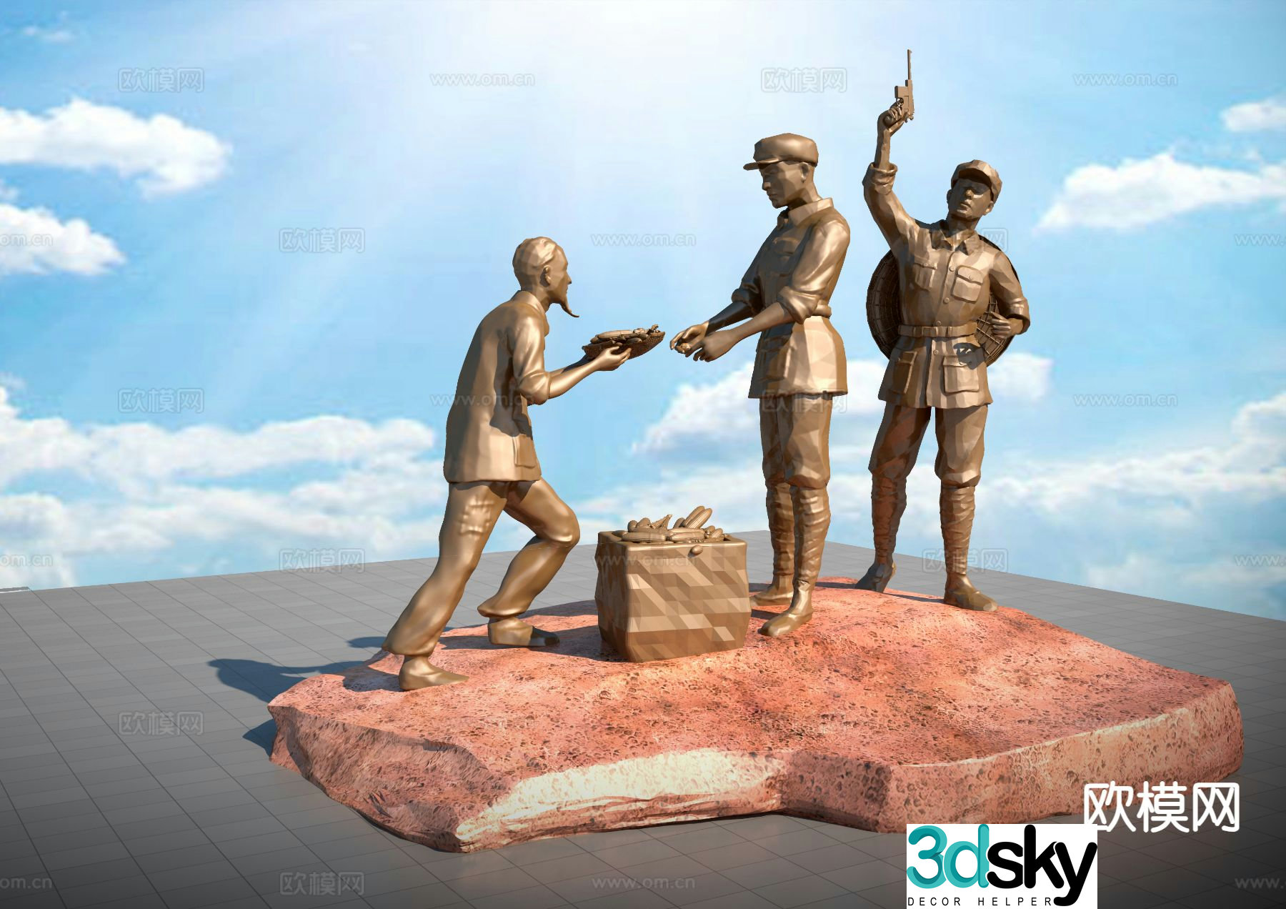 Red Army Sculpture Urban Sculpture 3D Model