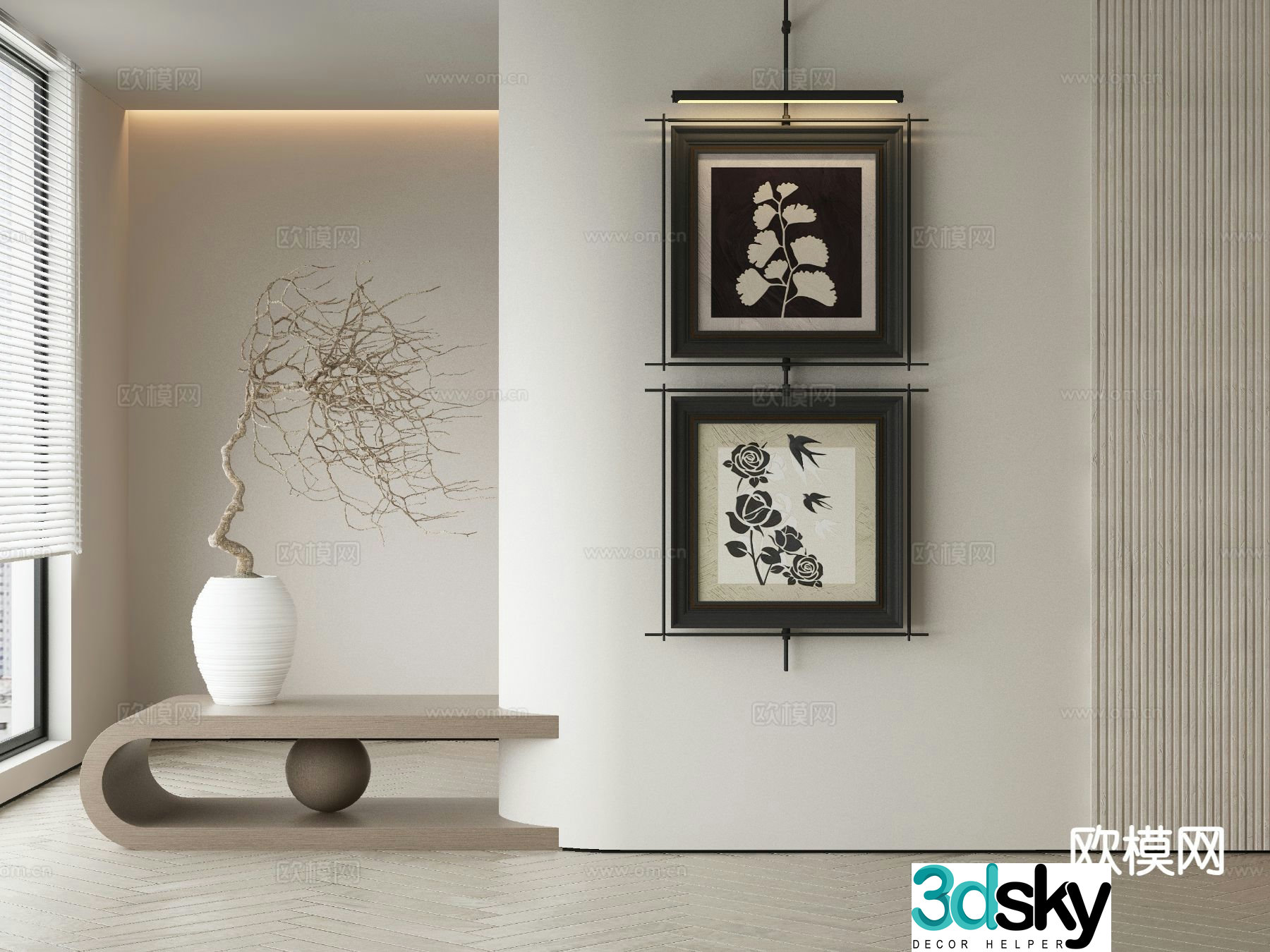 Modern art painting flower painting decorative painting 3d model