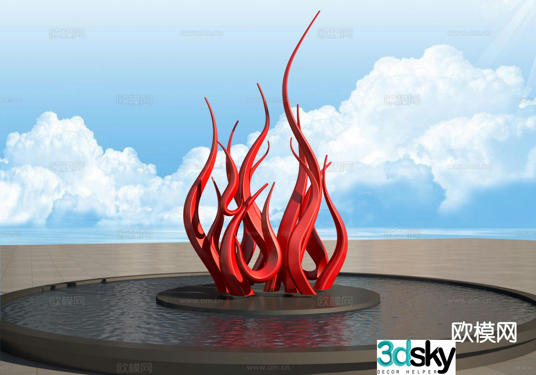Flame sculpture urban sculpture 3d model
