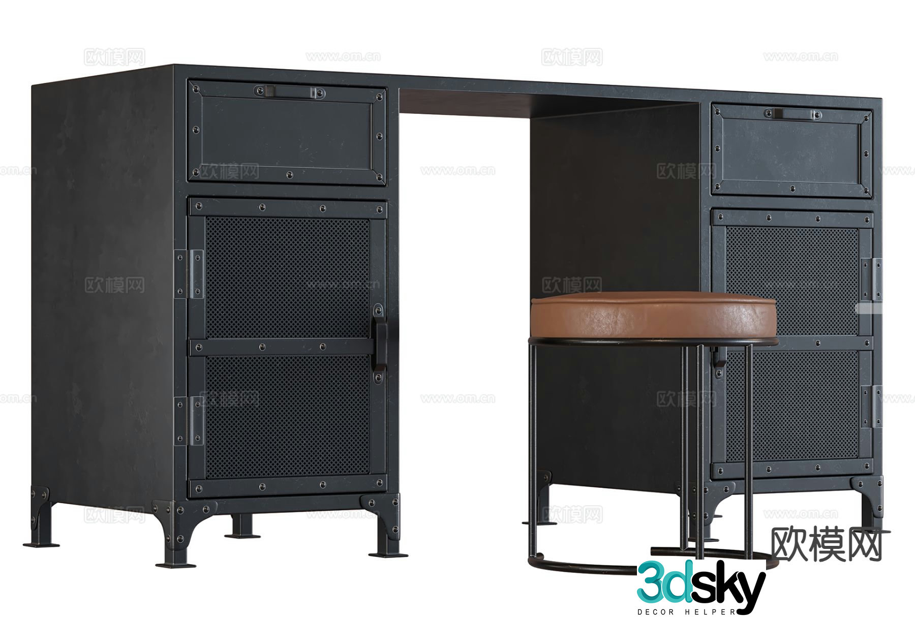 Study table computer table desk 3d model