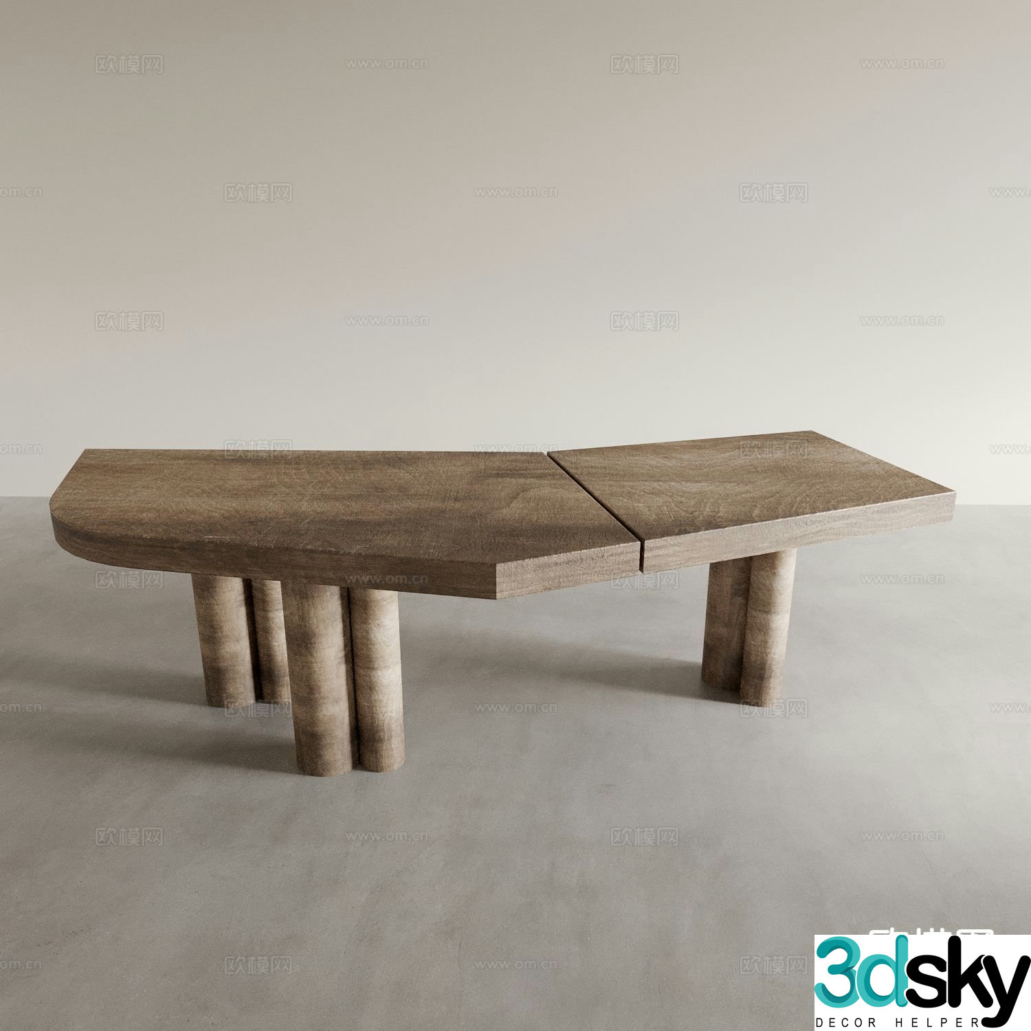 Wabi-sabi desk long table square table 3d model