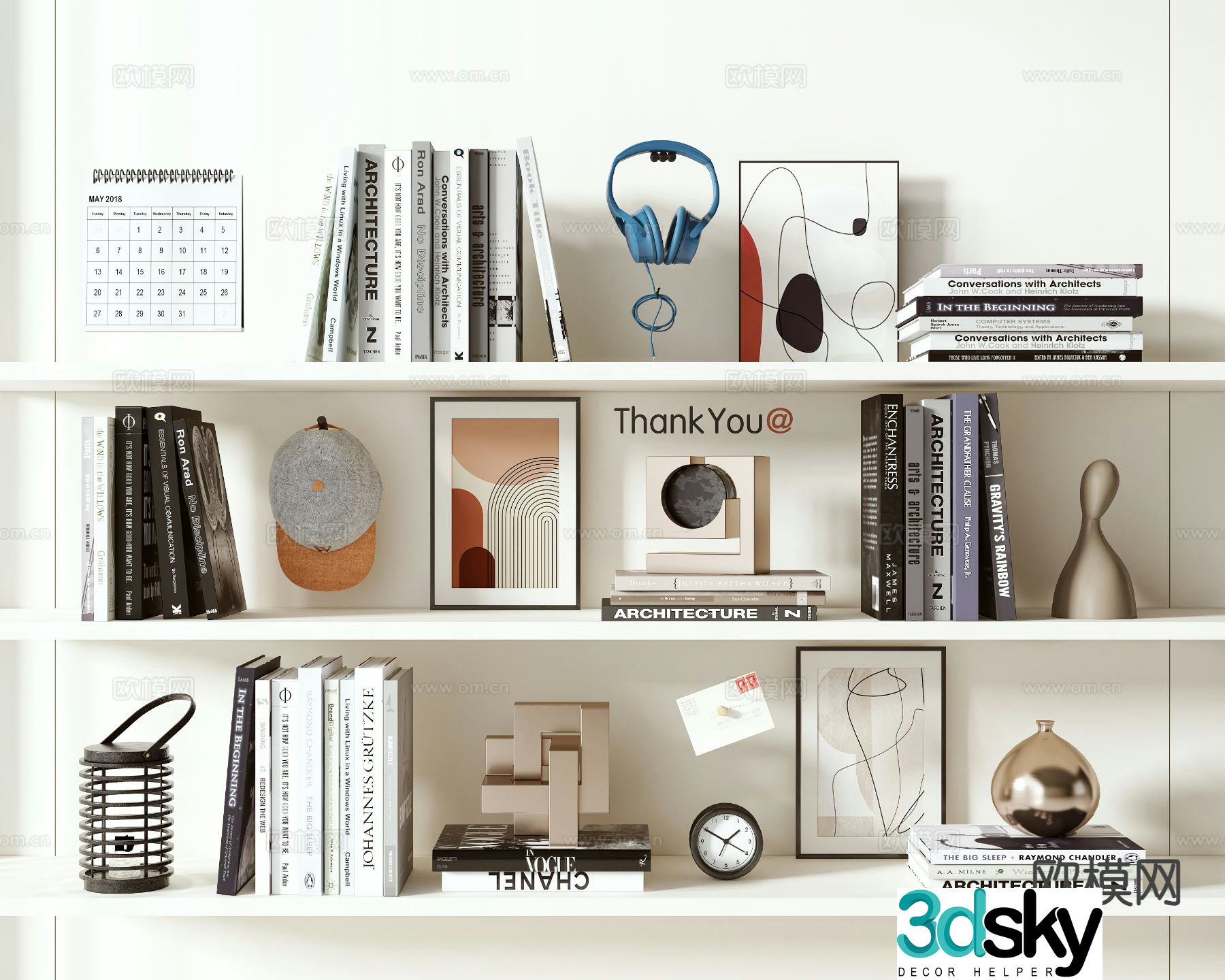 Modern decorations books crafts 3d model