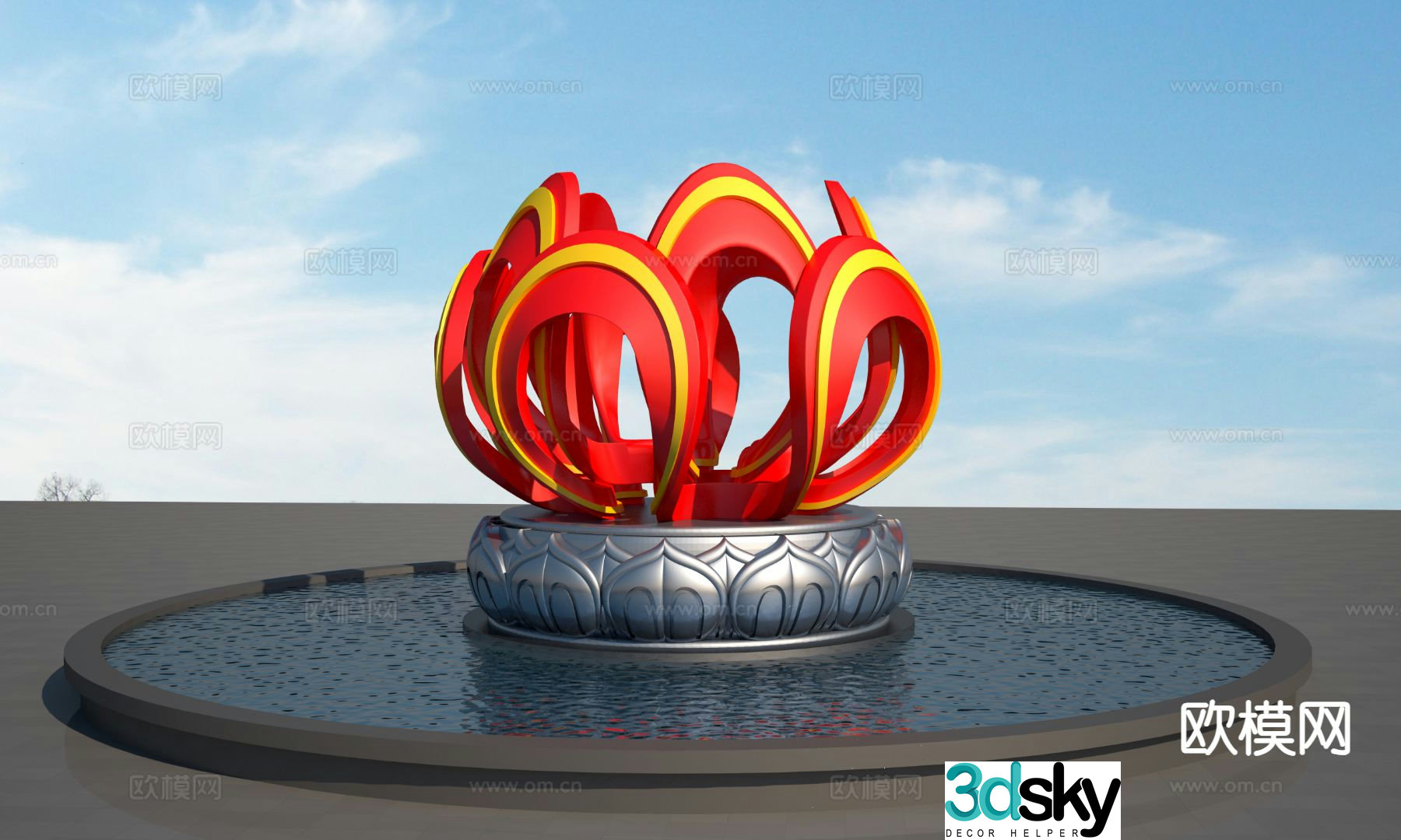 Abstract garland sculpture urban sculpture 3d model