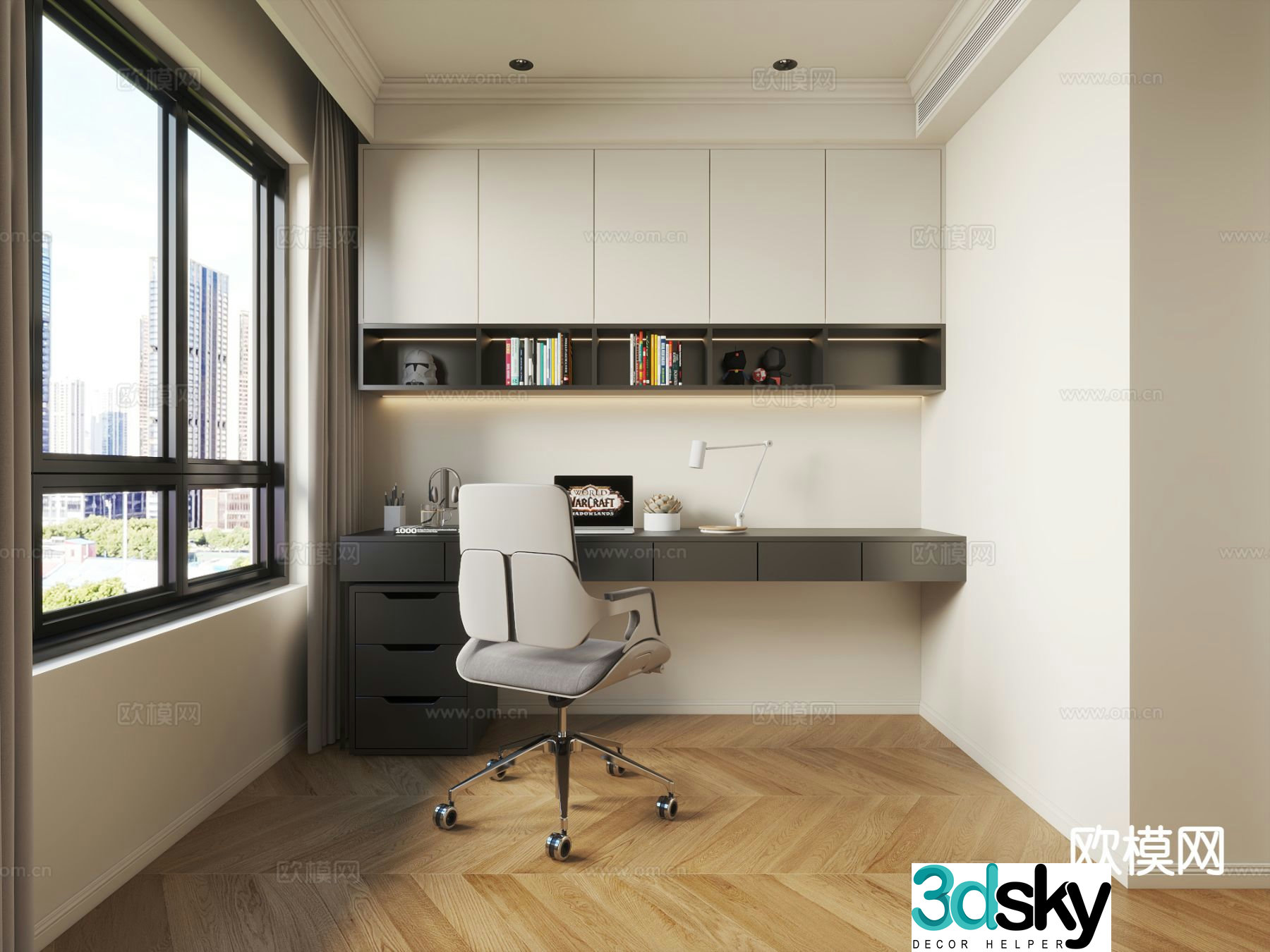 Modern study room 3d model