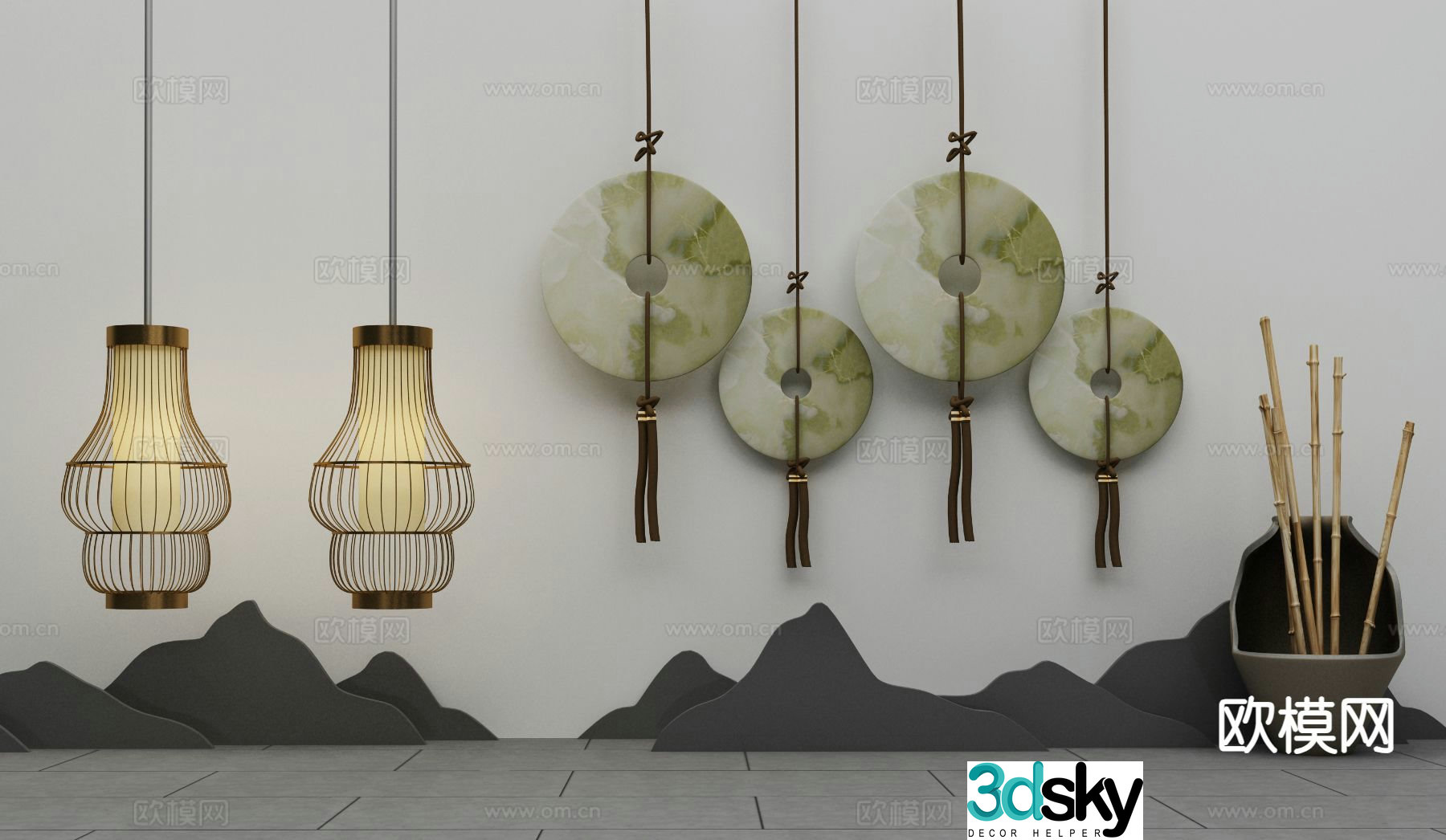 New Chinese style chandelier 3d model