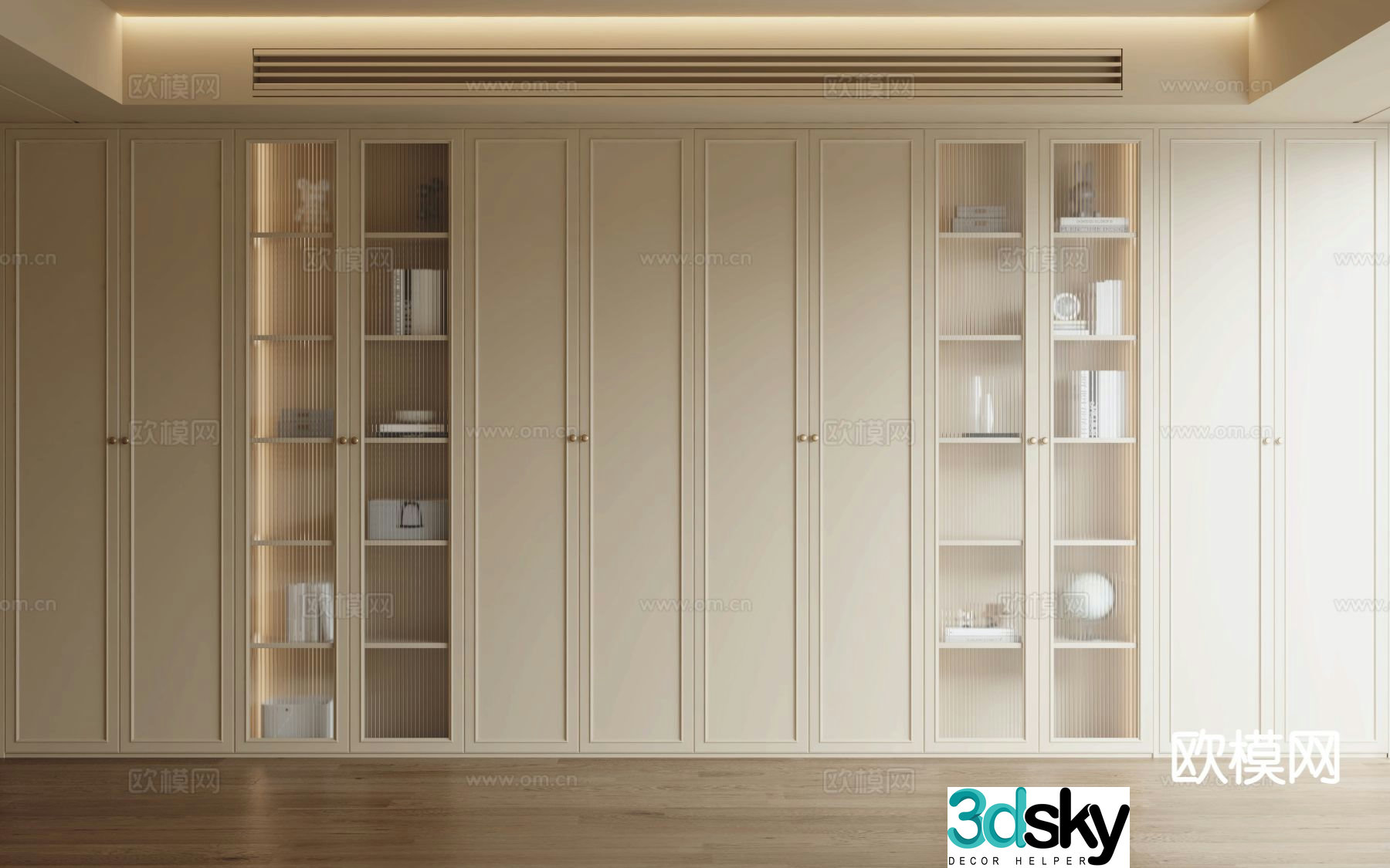 French bookcase display cabinet 3d model