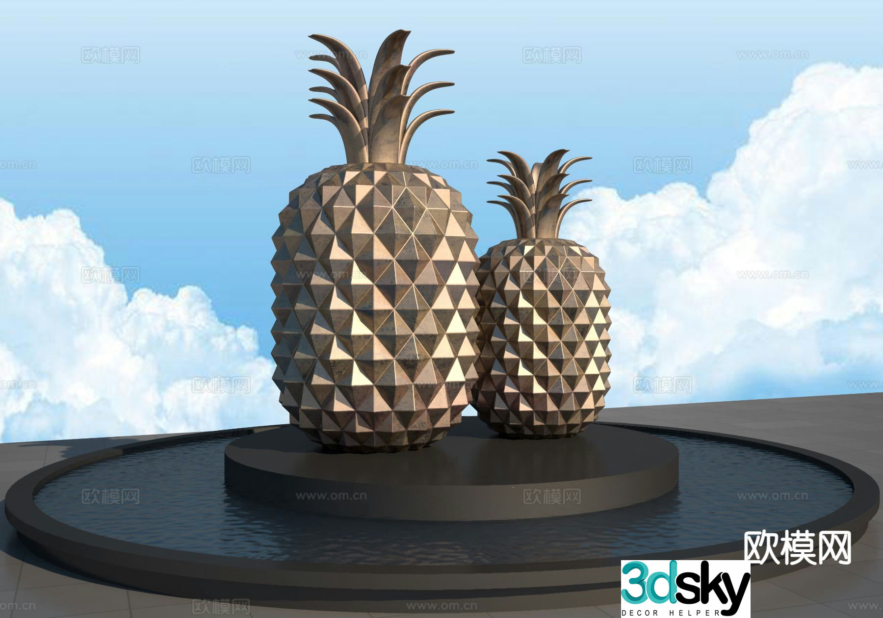 Pineapple sculpture urban sculpture 3d model