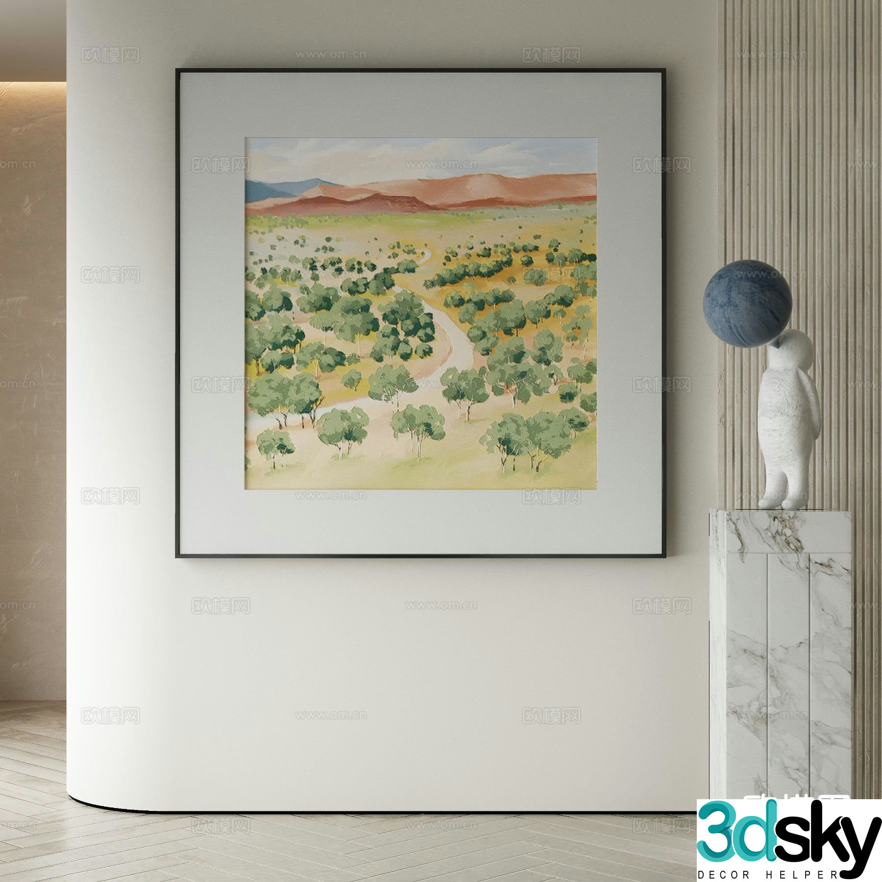 Modern oil painting landscape painting decorative painting 3d model