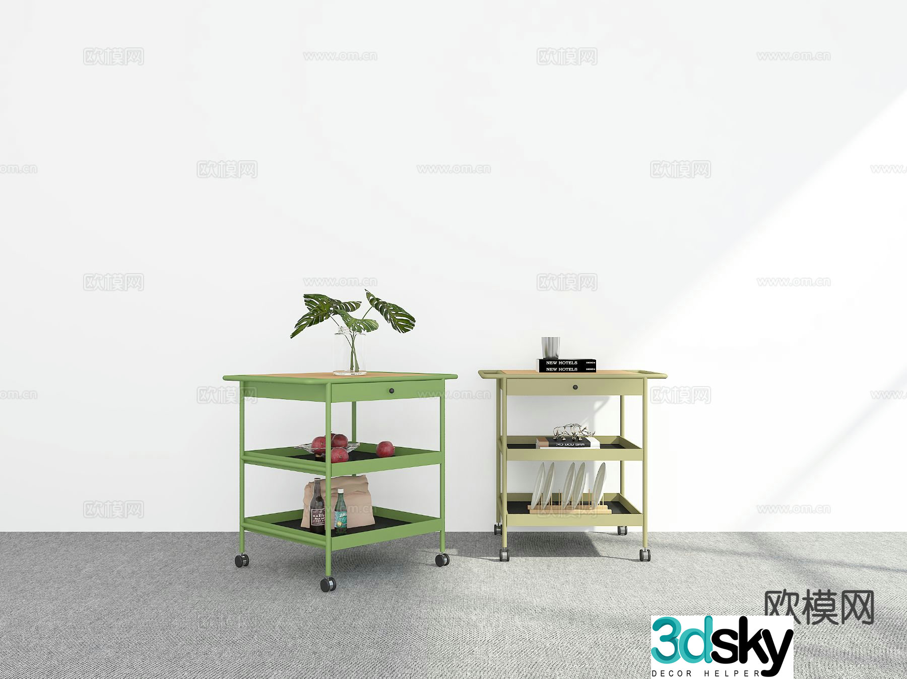 Modern trolley side table corner table table table 3D model