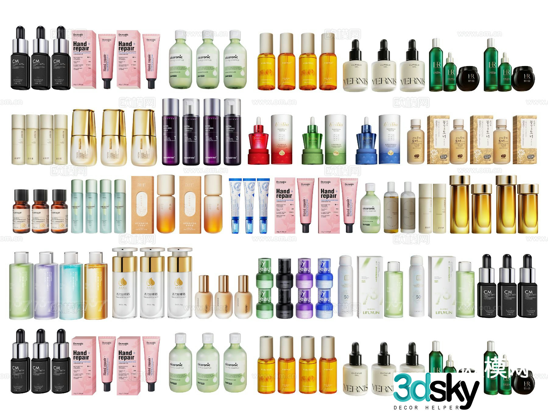 Cosmetics skin care products body lotion beauty 3d model
