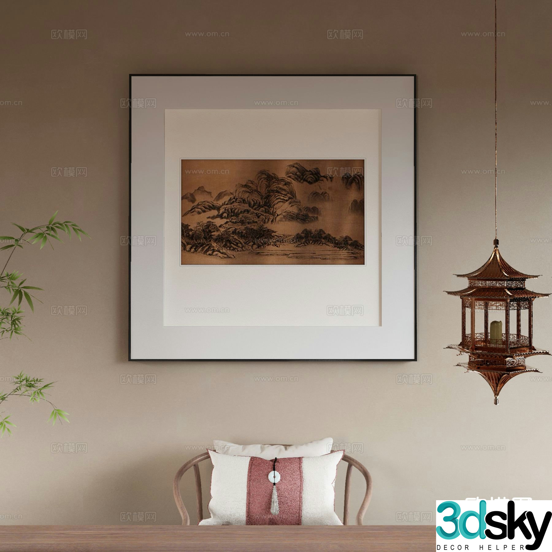 New Chinese style landscape painting art painting decorative painting 3d model