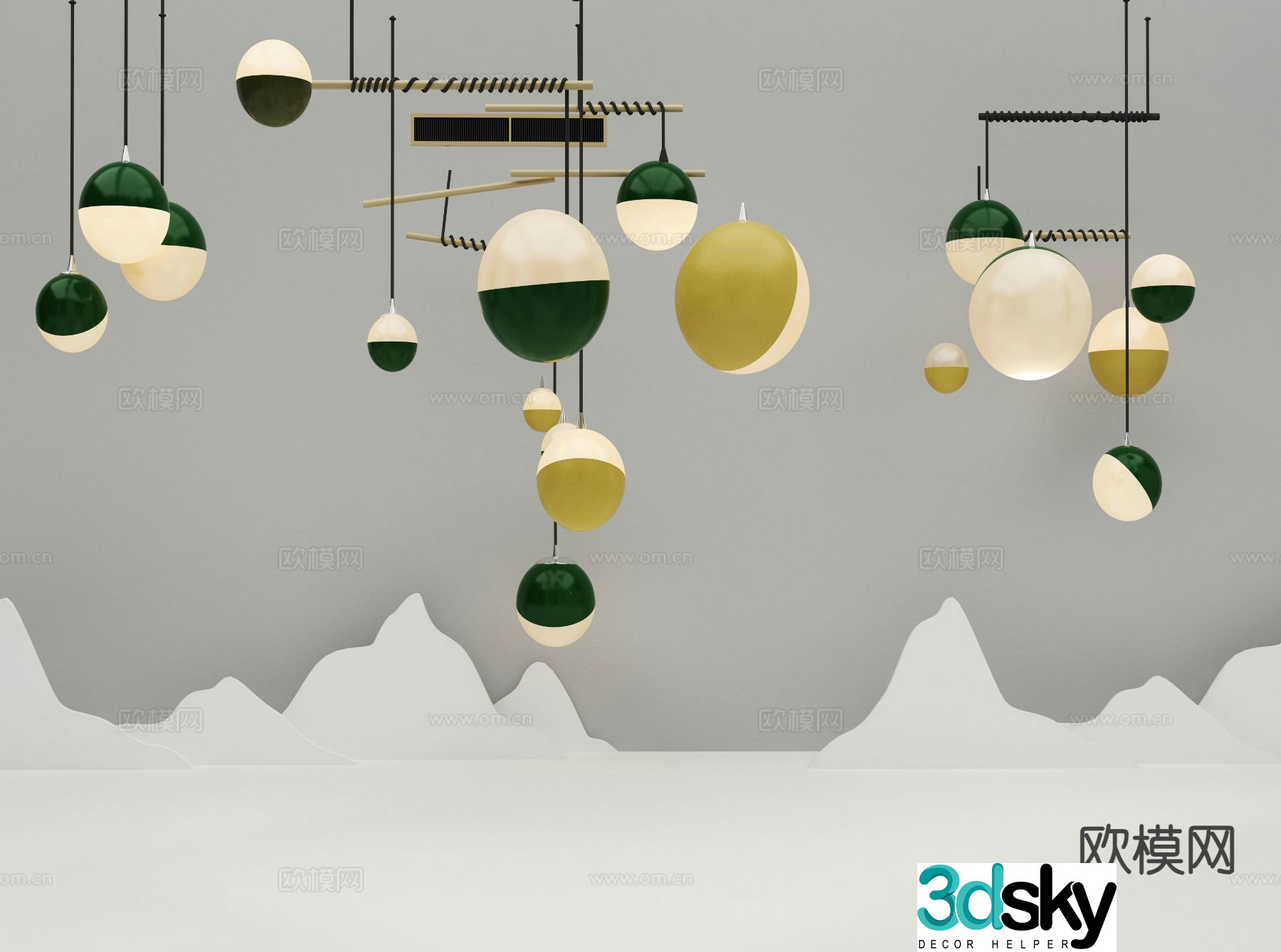 Modern spherical chandelier 3d model