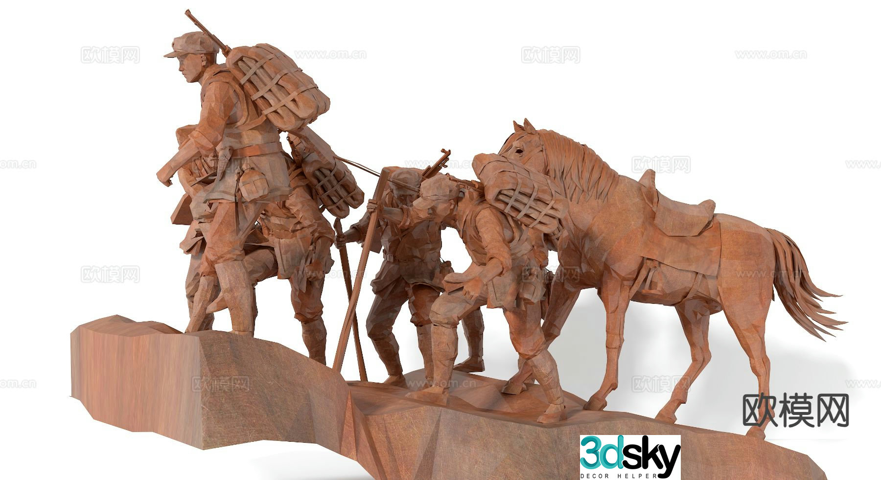 Red Army Horse Sculpture Figure Statue 3D Model