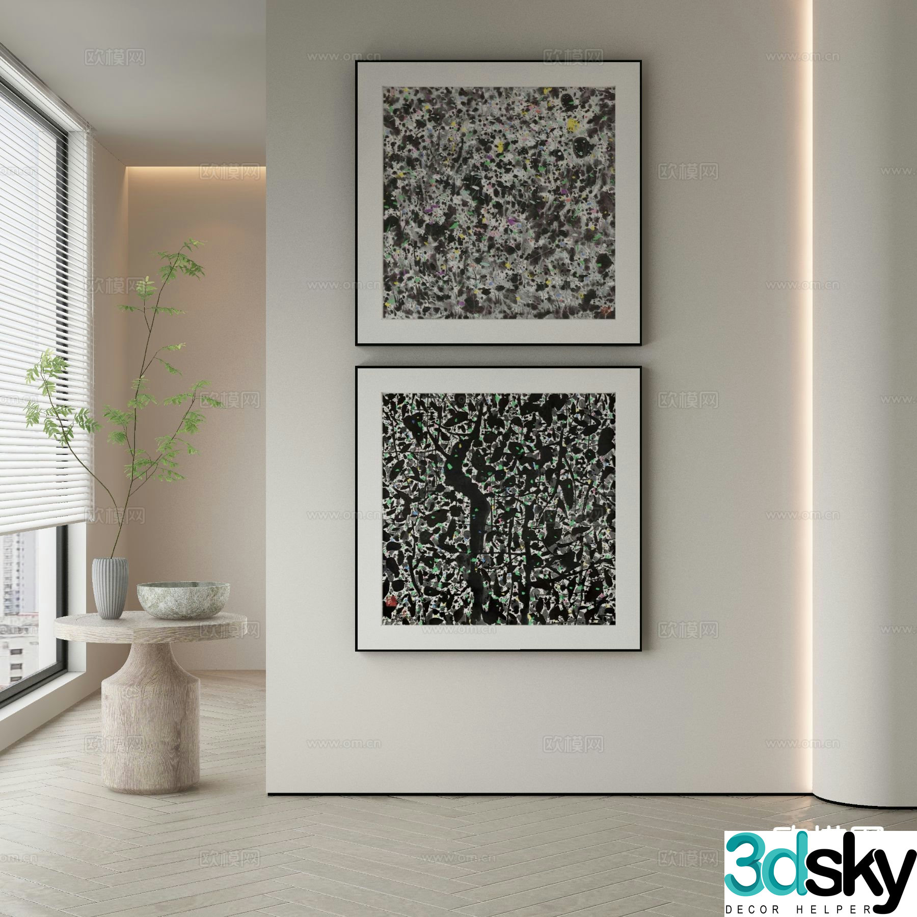 Modern art painting texture painting decorative painting 3d model