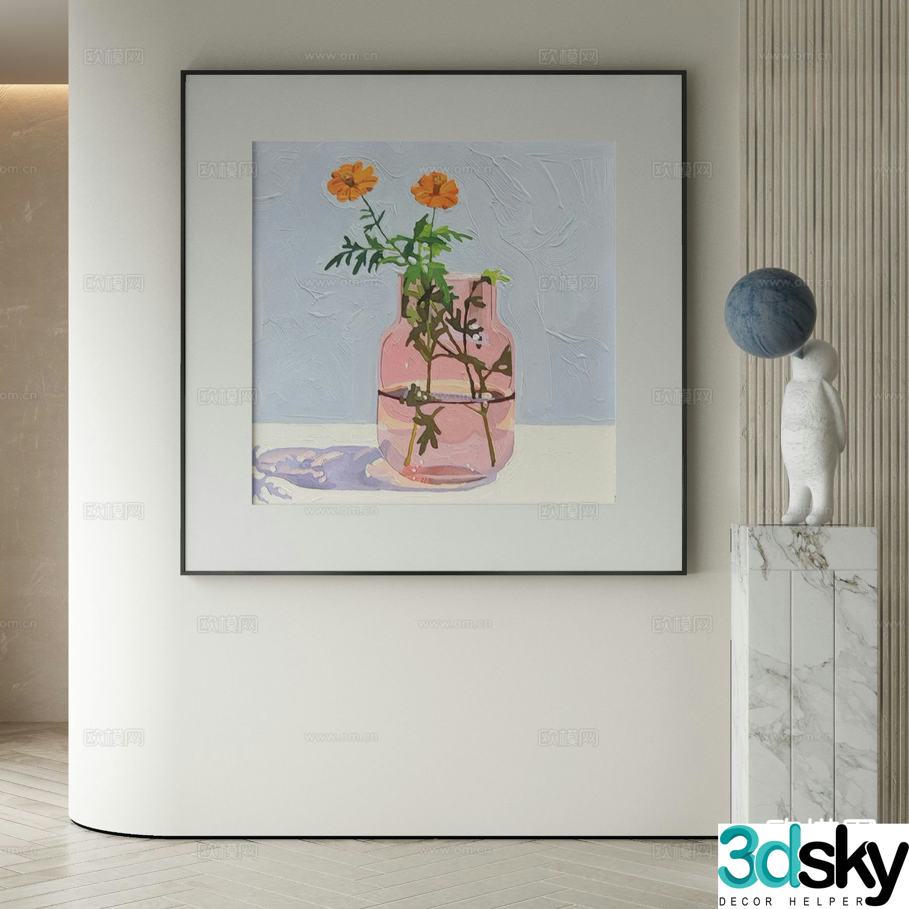 Modern oil painting flower painting decorative painting 3d model