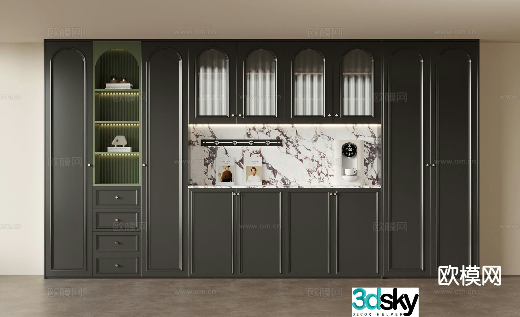 French wine cabinet sideboard 3d model