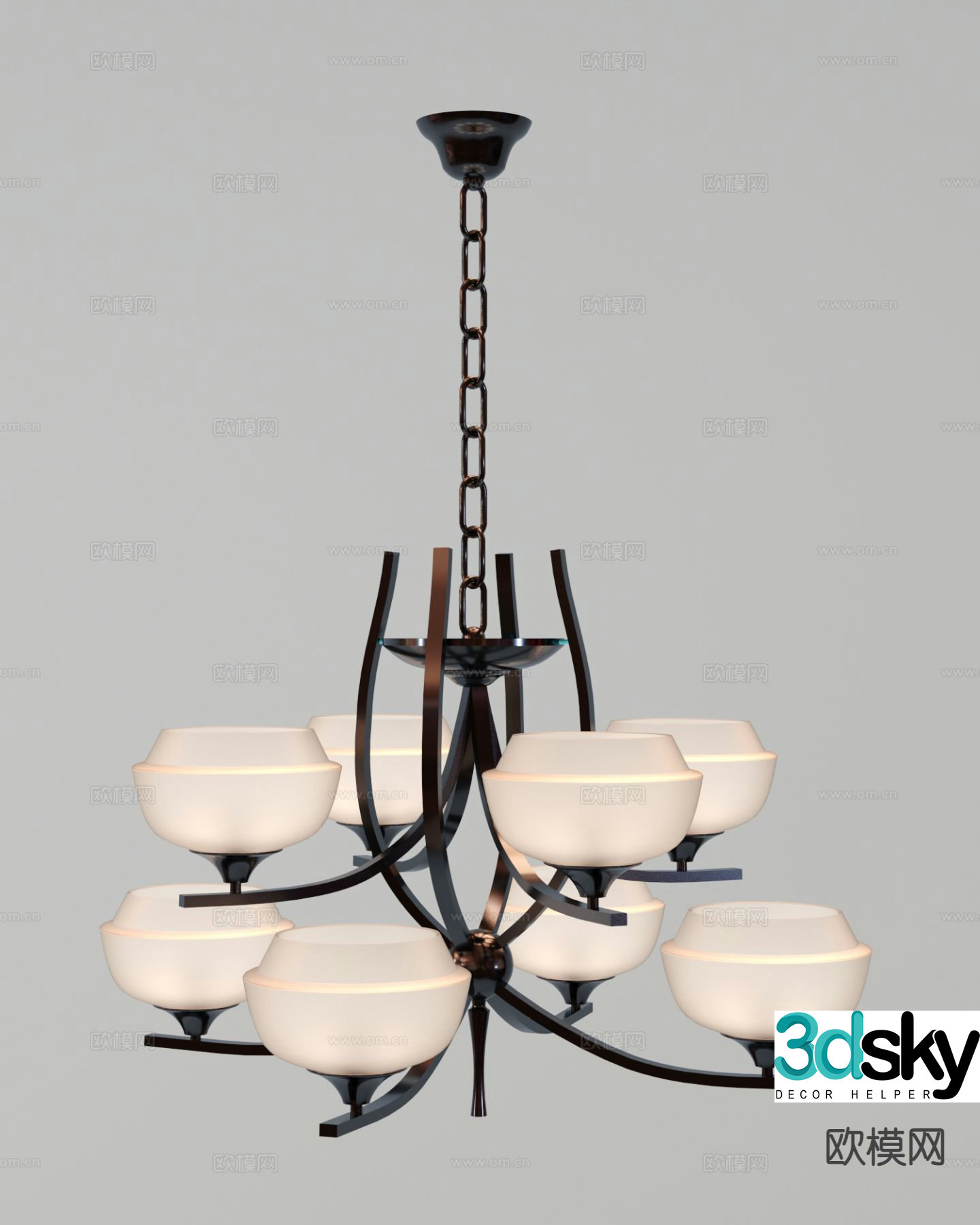 Industrial style chandelier hall chandelier 3d model
