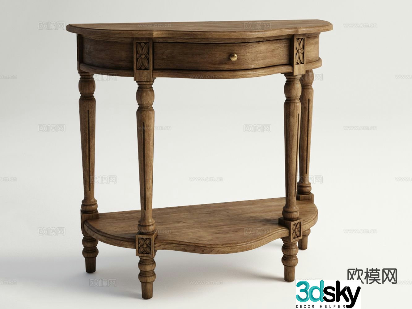 American style side view table console table 3d model
