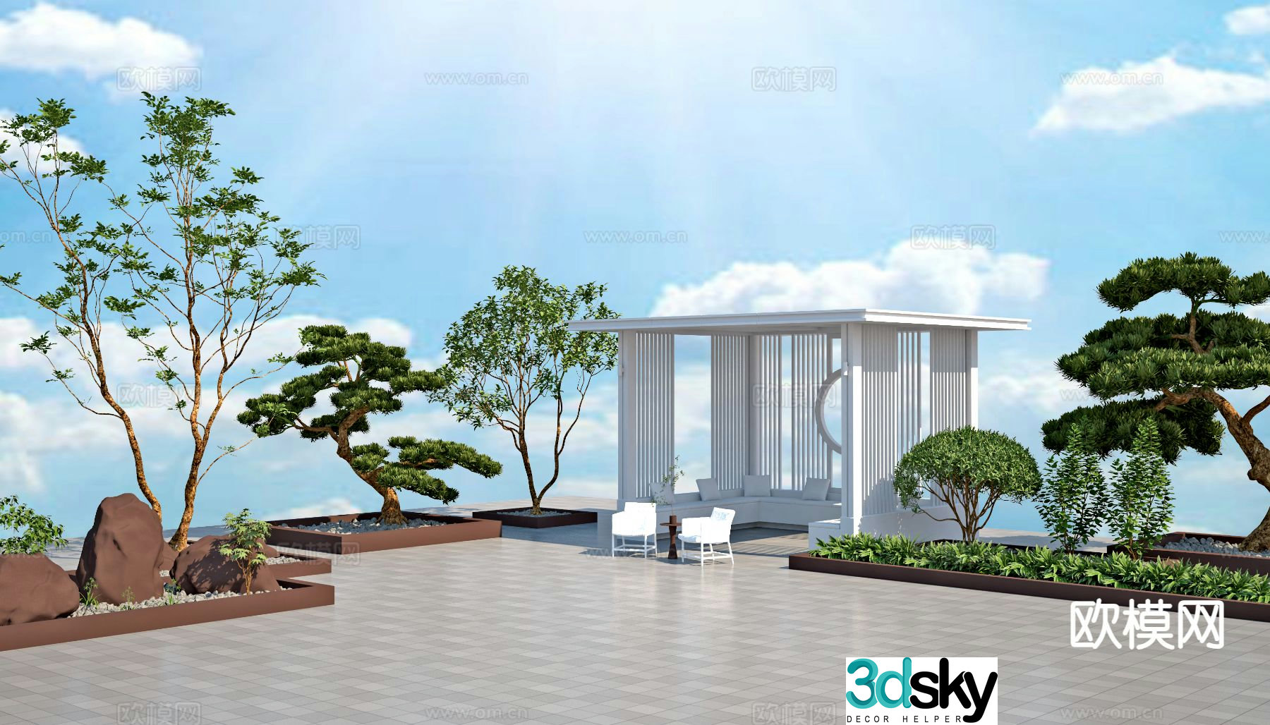 Courtyard landscape garden 3d model